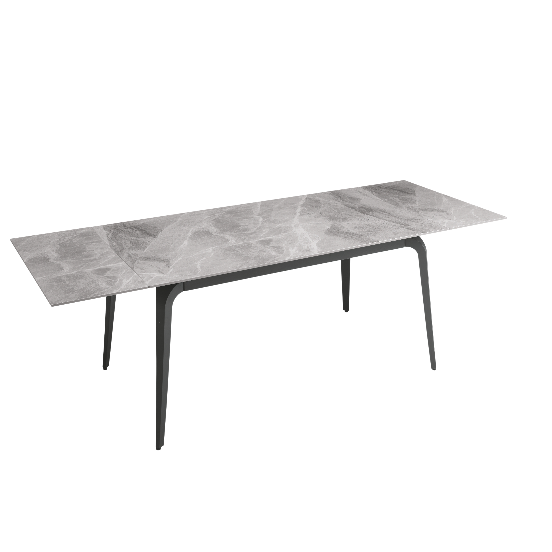 Extendable "Gedy" marble-effect table with two extensions, 160/240x90 cm, 77 cm high.