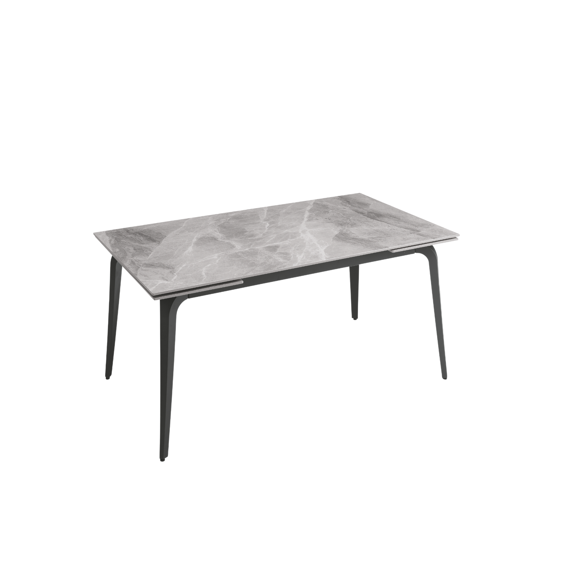 Extendable "Gedy" marble-effect table with two extensions, 160/240x90 cm, 77 cm high.