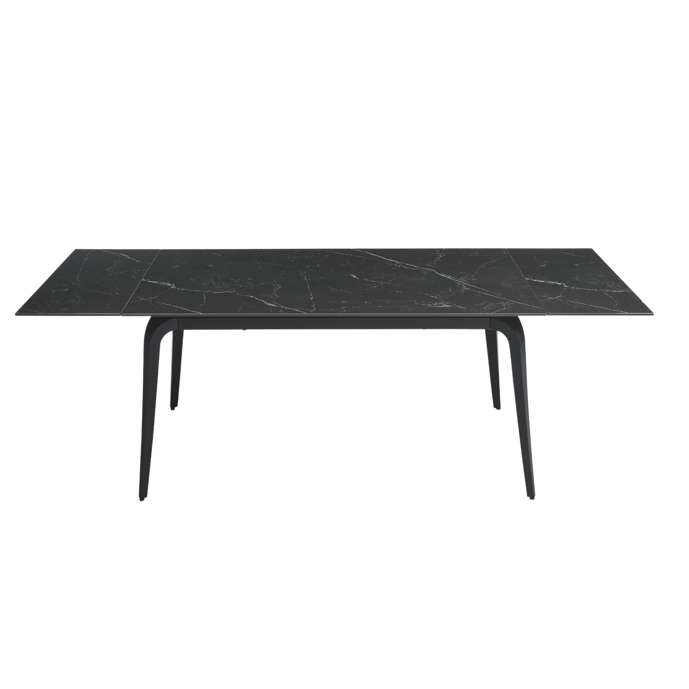 Extendable "Gedy" marble-effect table with two extensions, 160/240x90 cm, 77 cm high.