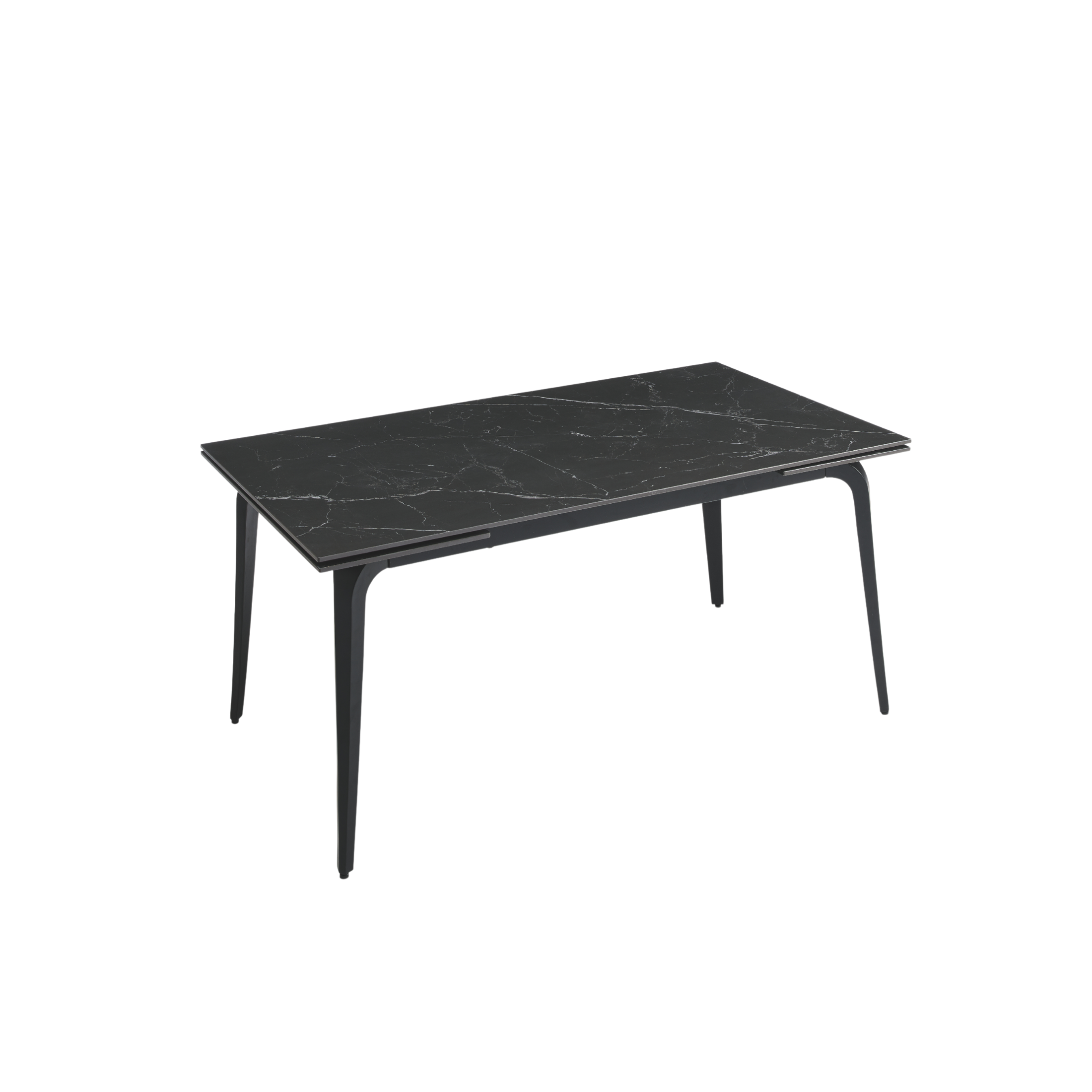 Extendable "Gedy" marble-effect table with two extensions, 160/240x90 cm, 77 cm high.