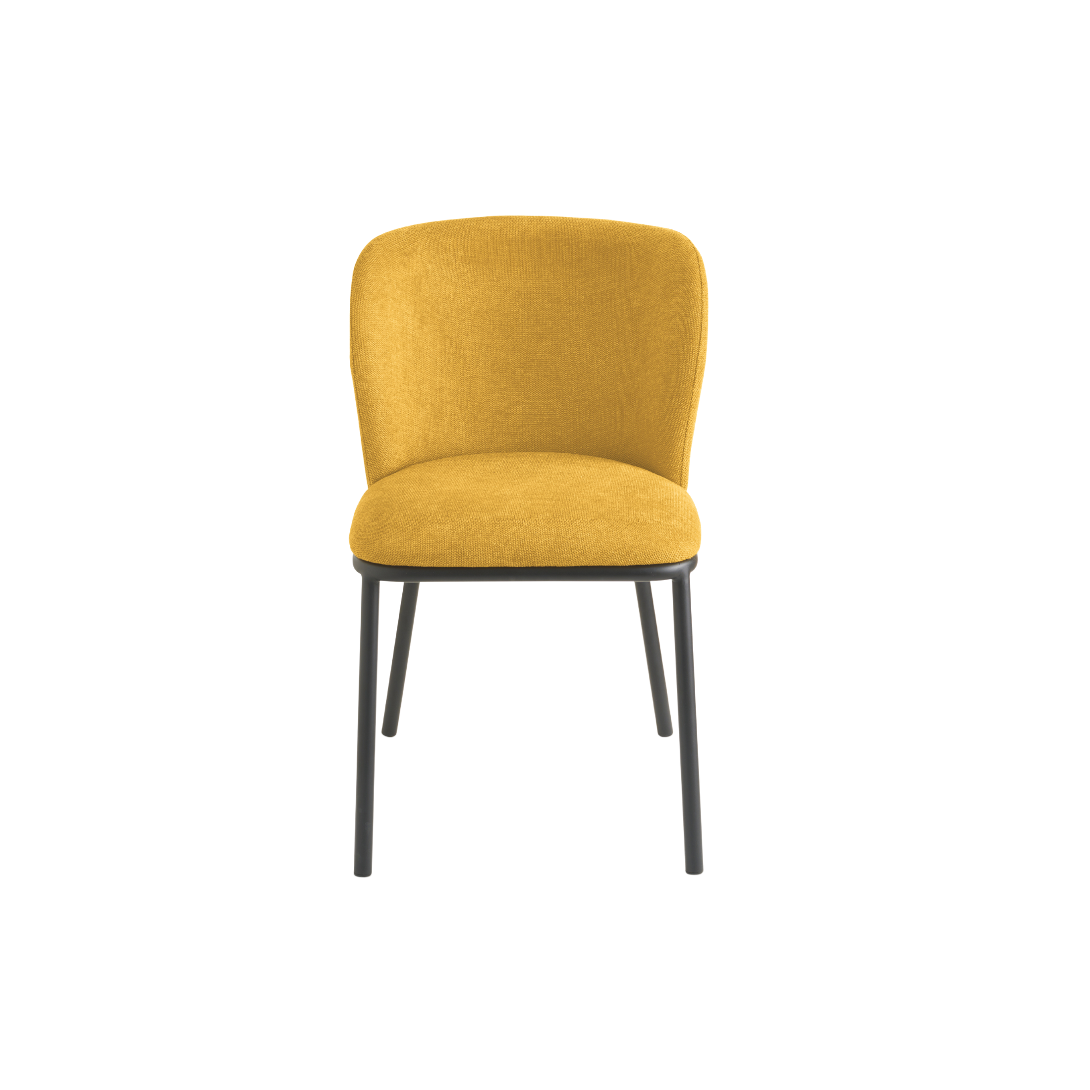Set of "Riva" dining chairs in padded fabric with metal frame, 52x57 cm, 80 cm high.