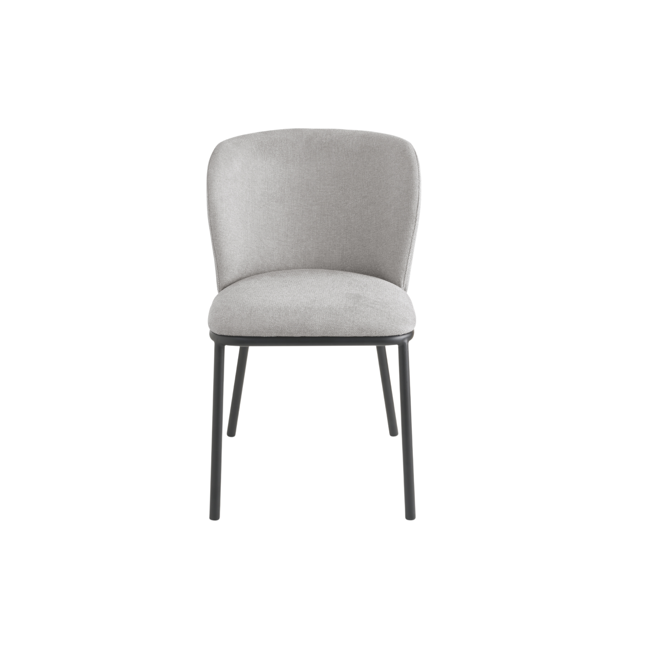 Set of "Riva" dining chairs in padded fabric with metal frame, 52x57 cm, 80 cm high.