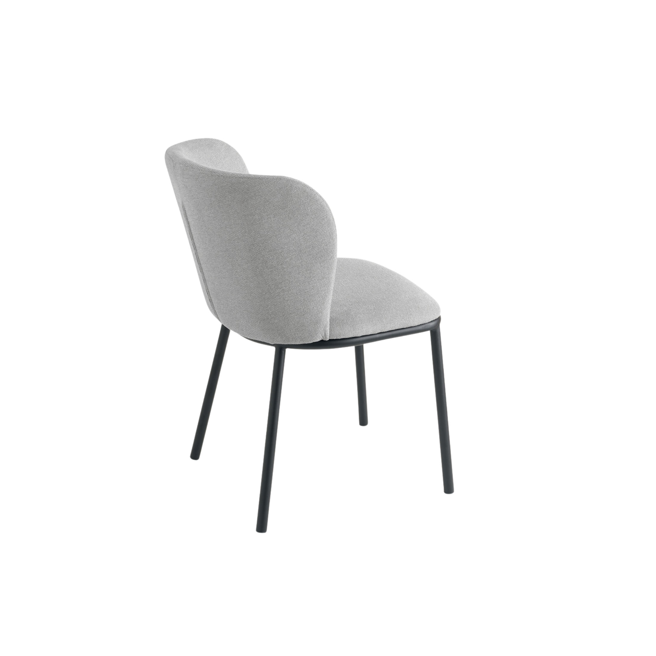 Set of "Riva" dining chairs in padded fabric with metal frame, 52x57 cm, 80 cm high.