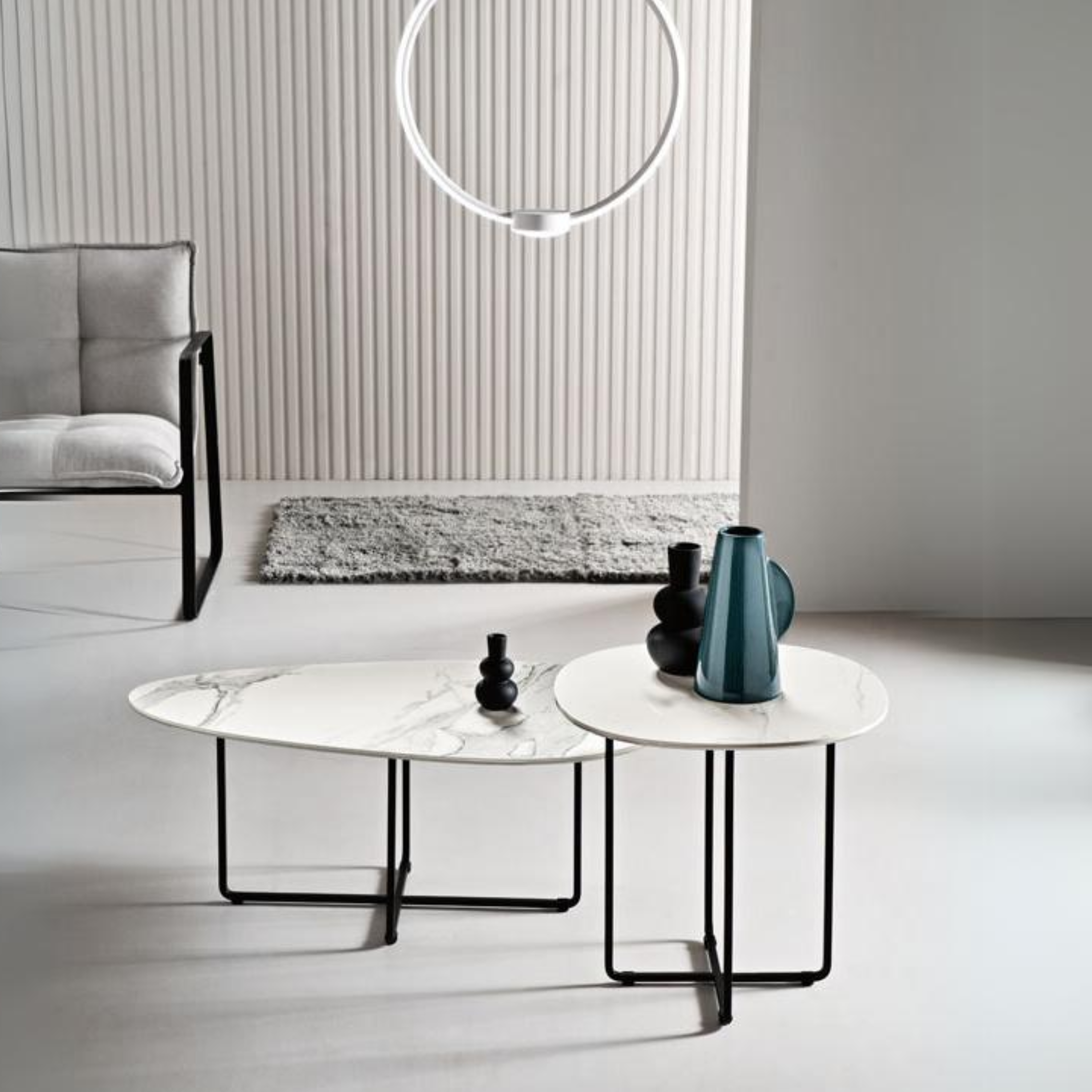 Modern "Jason" living room coffee table with metal frame