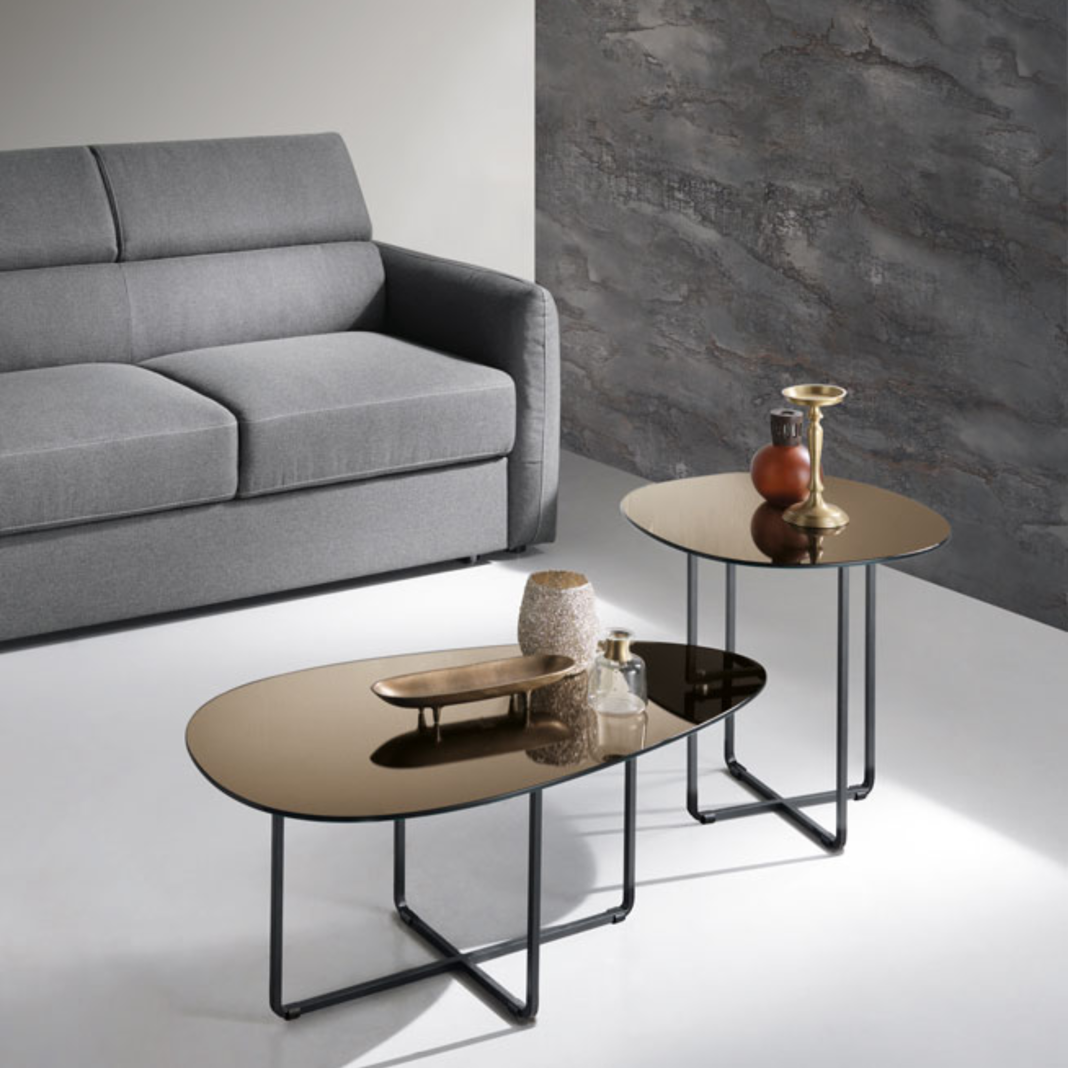 Modern "Jason" living room coffee table with metal frame