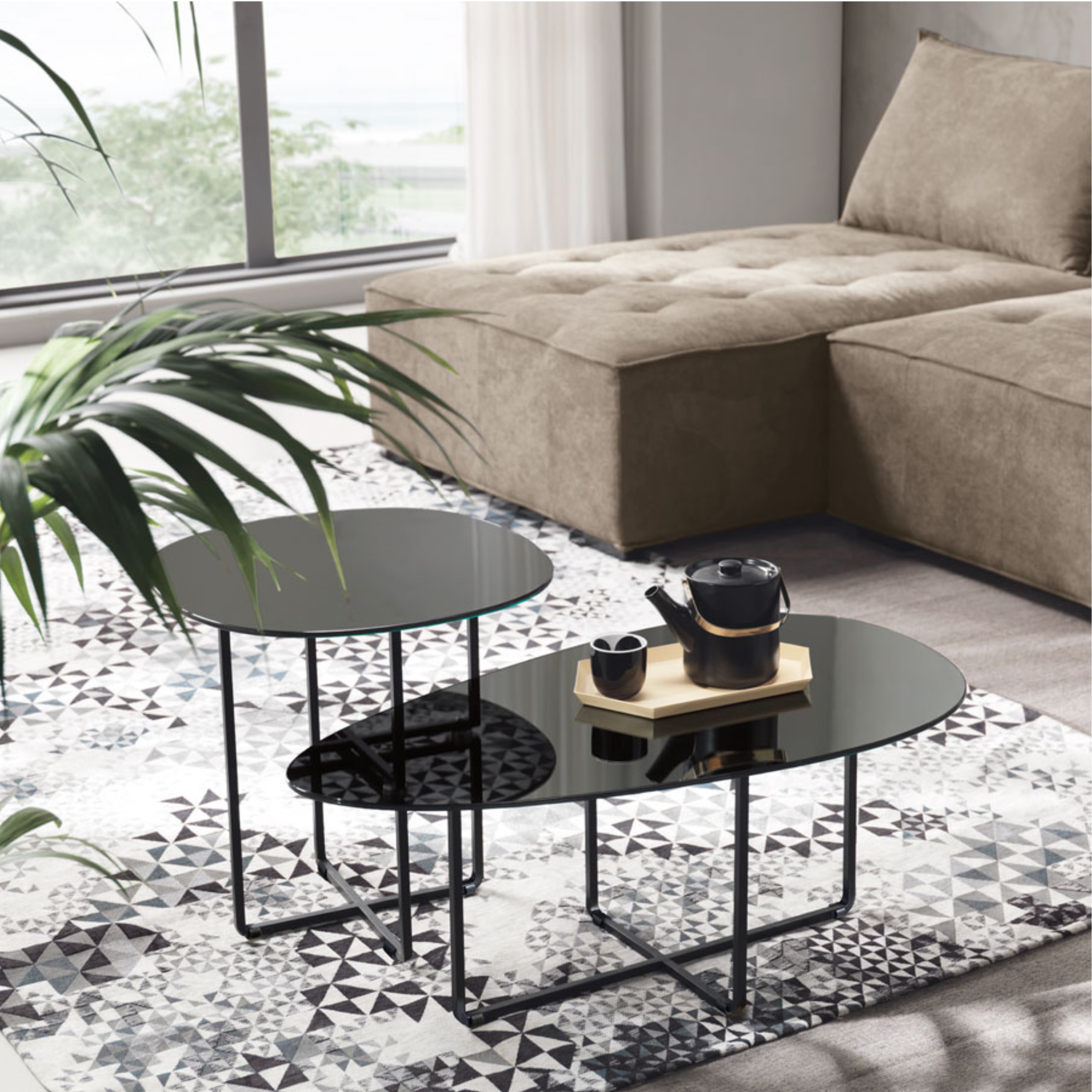 Modern "Jason" living room coffee table with metal frame