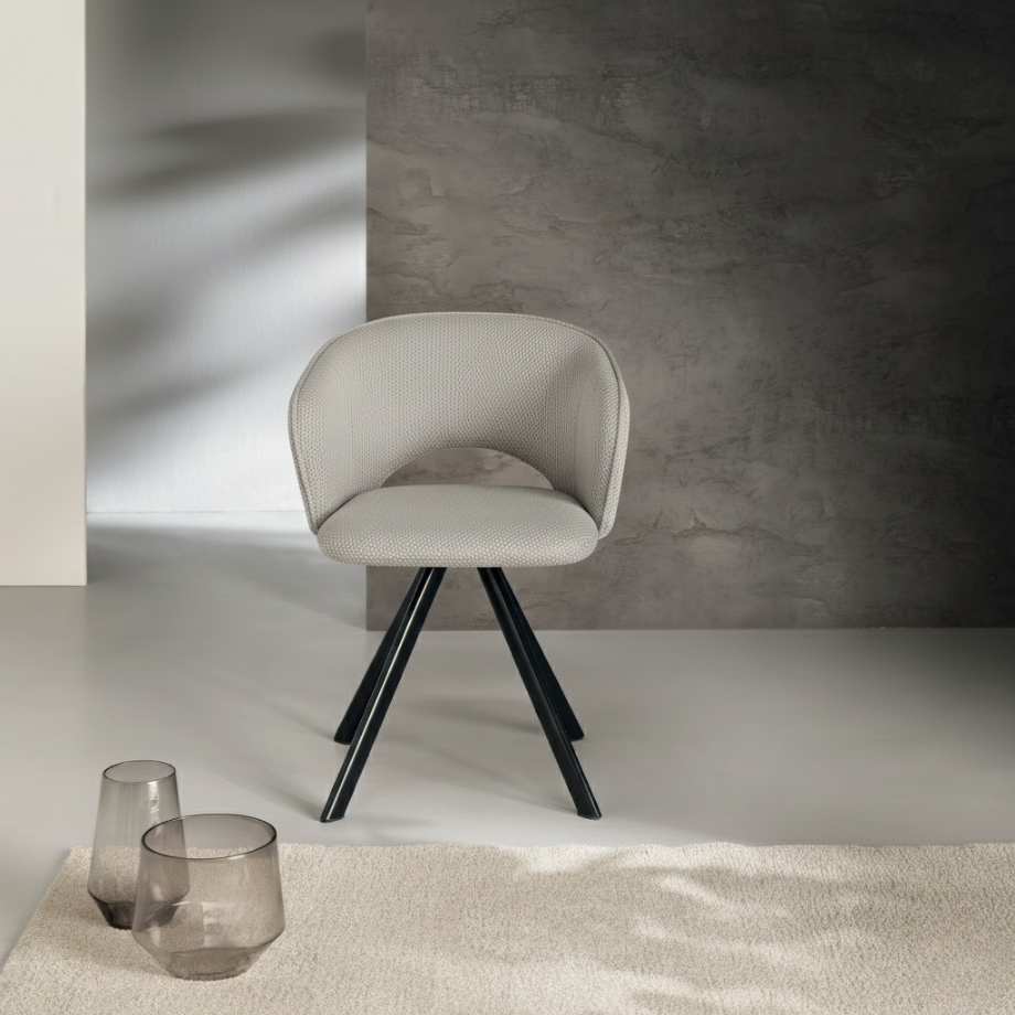 Set di sedie imbottite "Zeta" in tessuto con struttura in metallo cm 61x58 78h