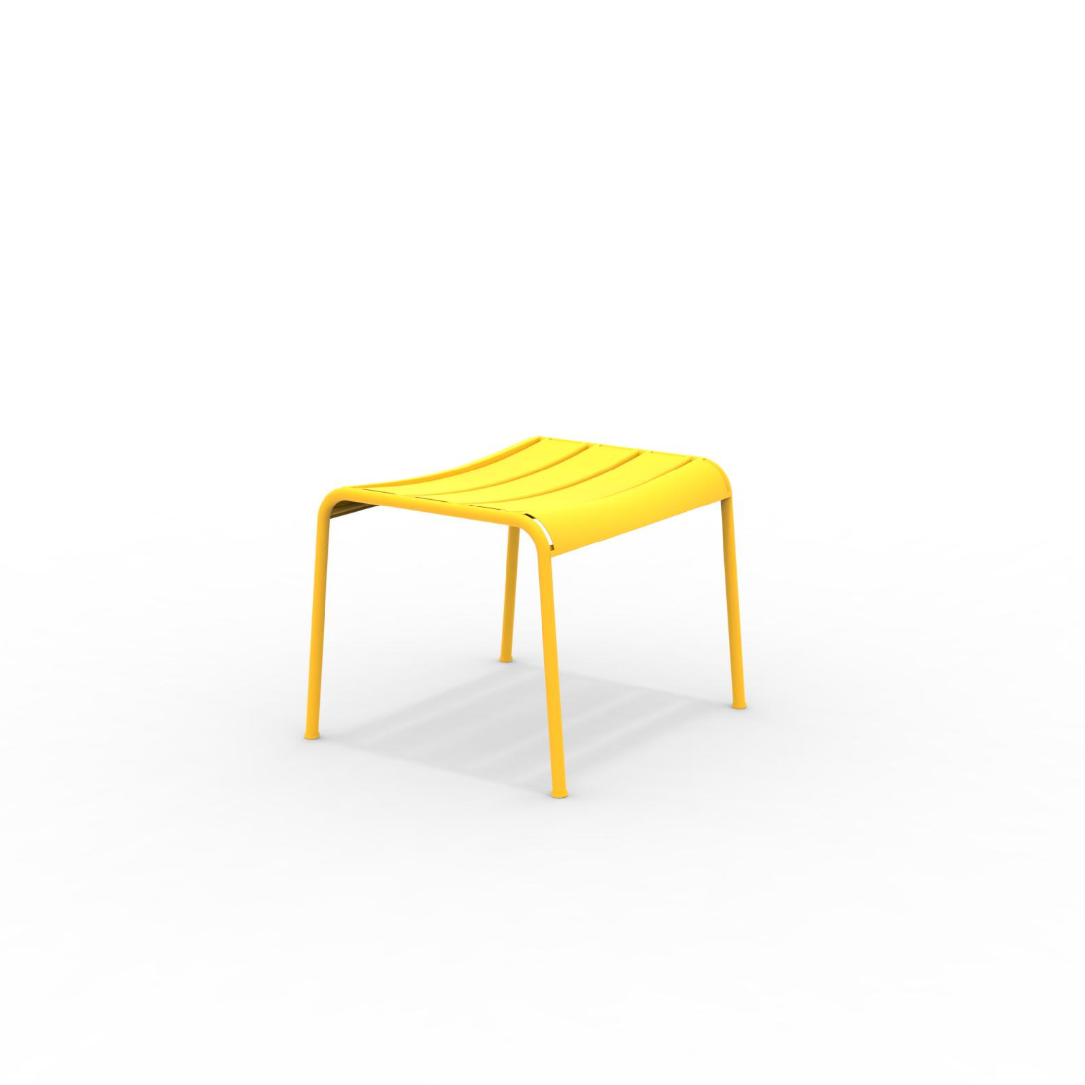 "Twist" painted metal footrest, low garden stool, 126x57 cm, 45 cm high.