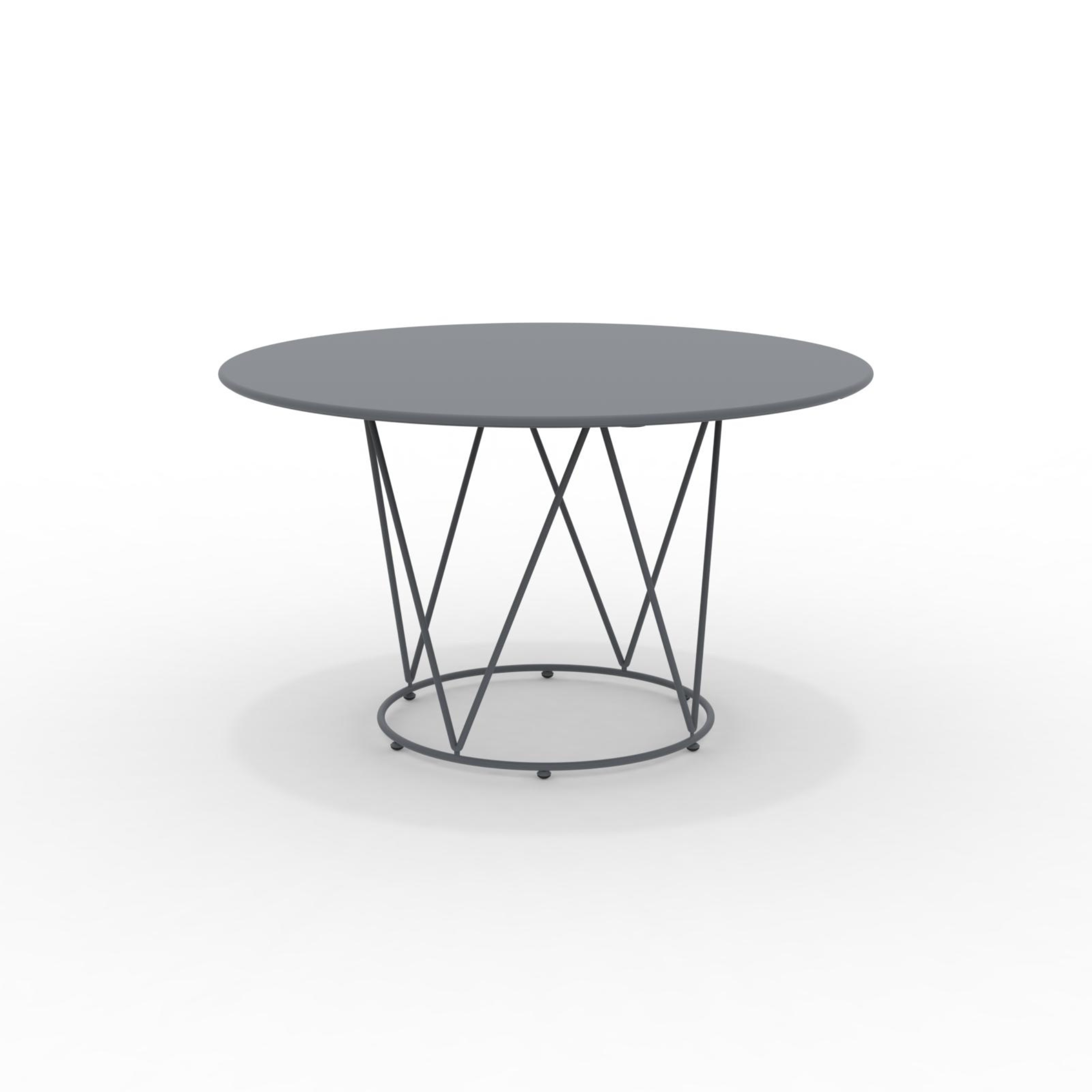 "Daisy6" round dismountable garden table in galvanized metal with pedestal