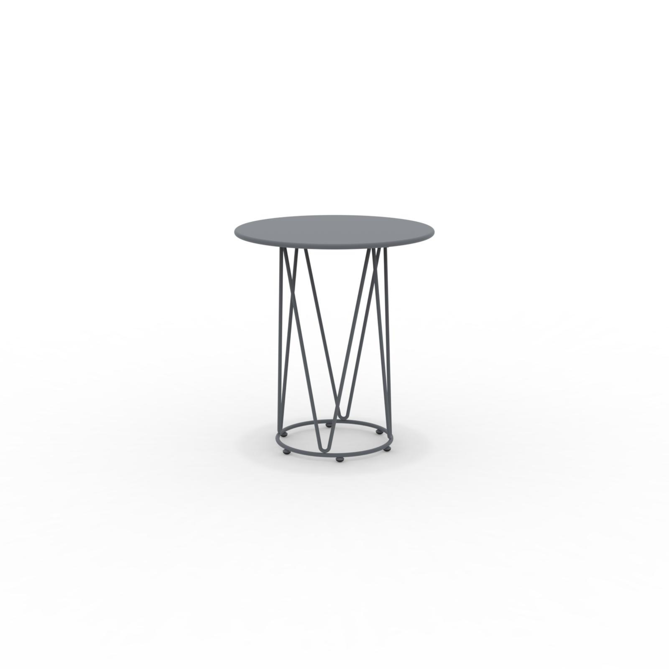 "Daisy6" round dismountable garden table in galvanized metal with pedestal