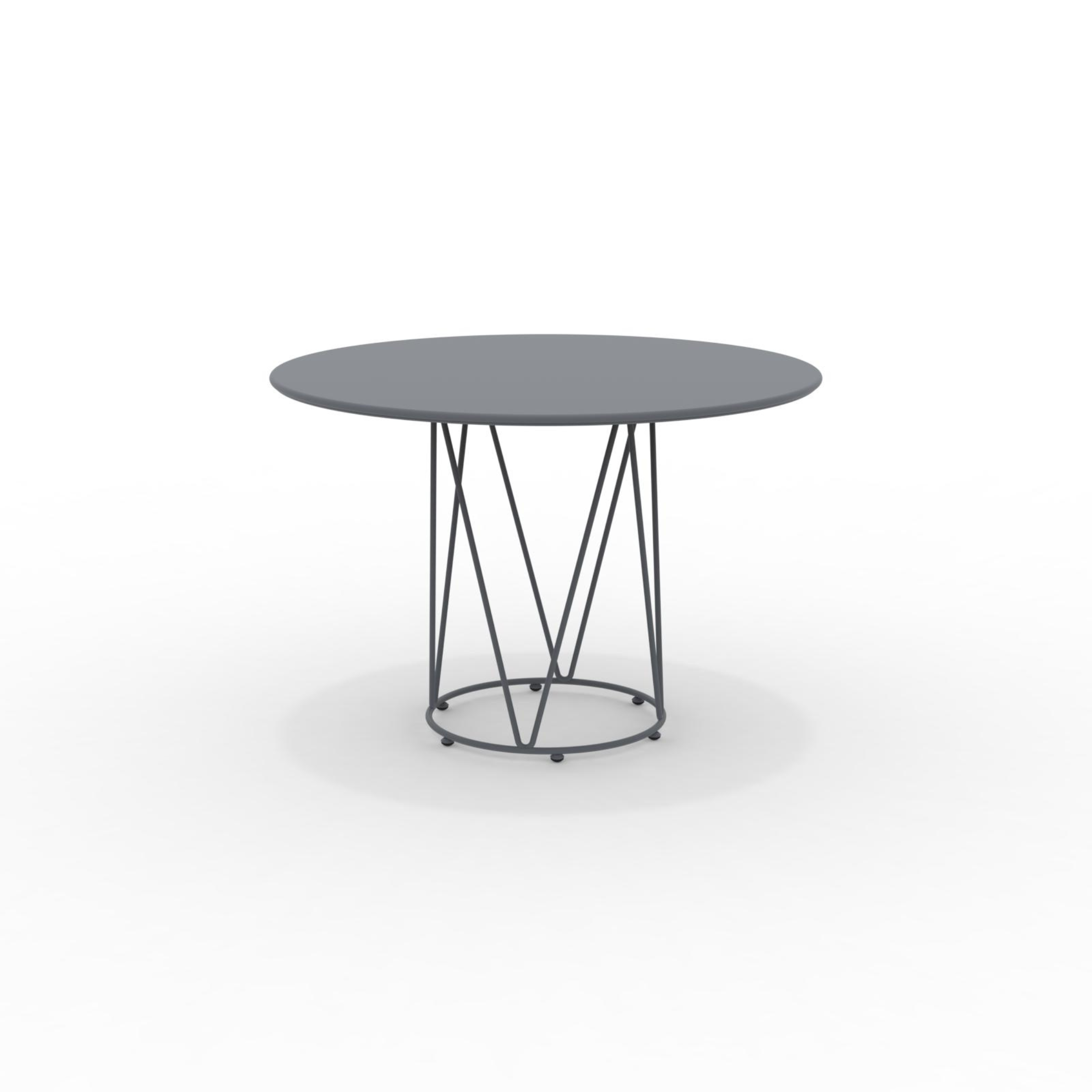 "Daisy6" round dismountable garden table in galvanized metal with pedestal
