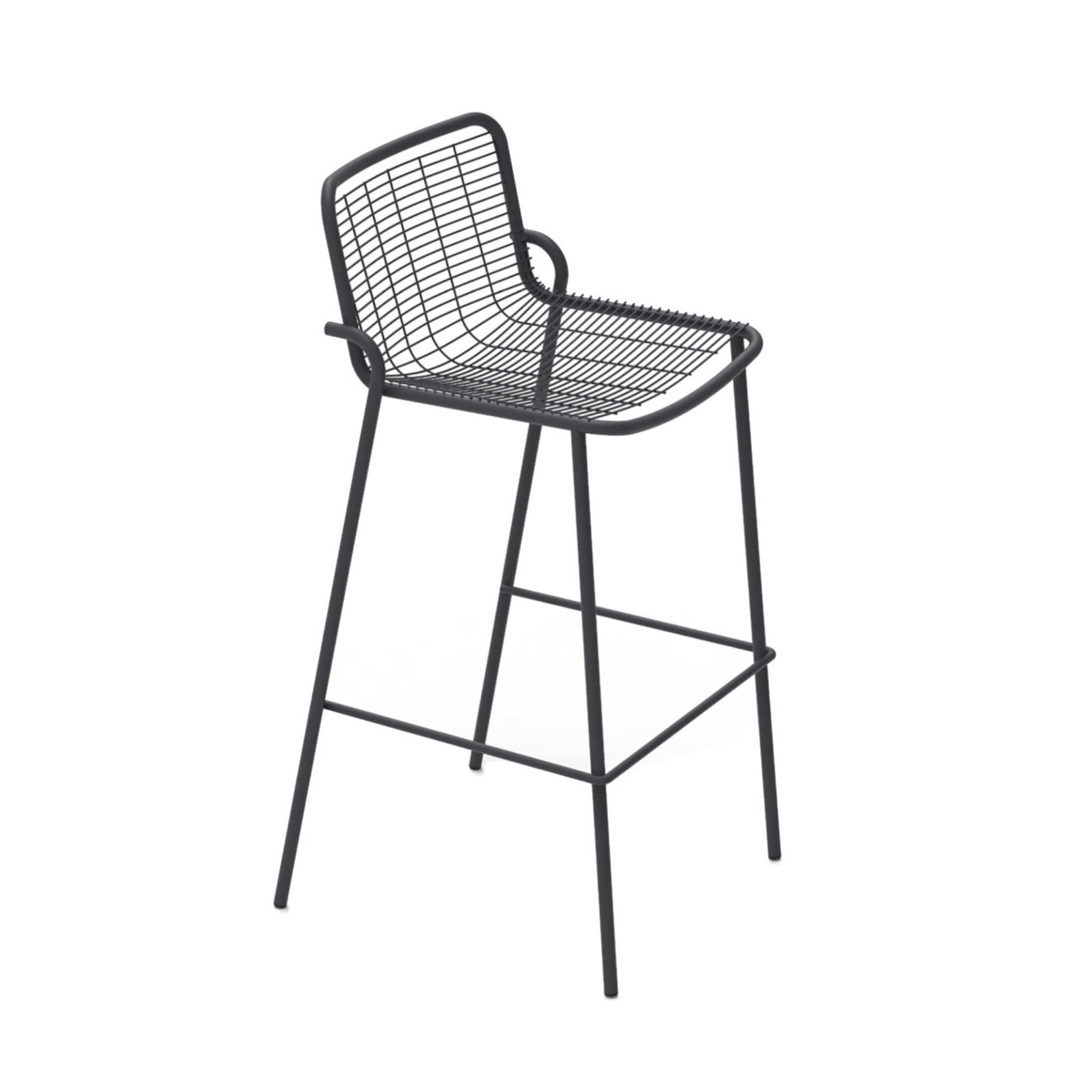 Set of "Roma" stackable painted metal garden stools, 50x52 cm, 100 cm high.