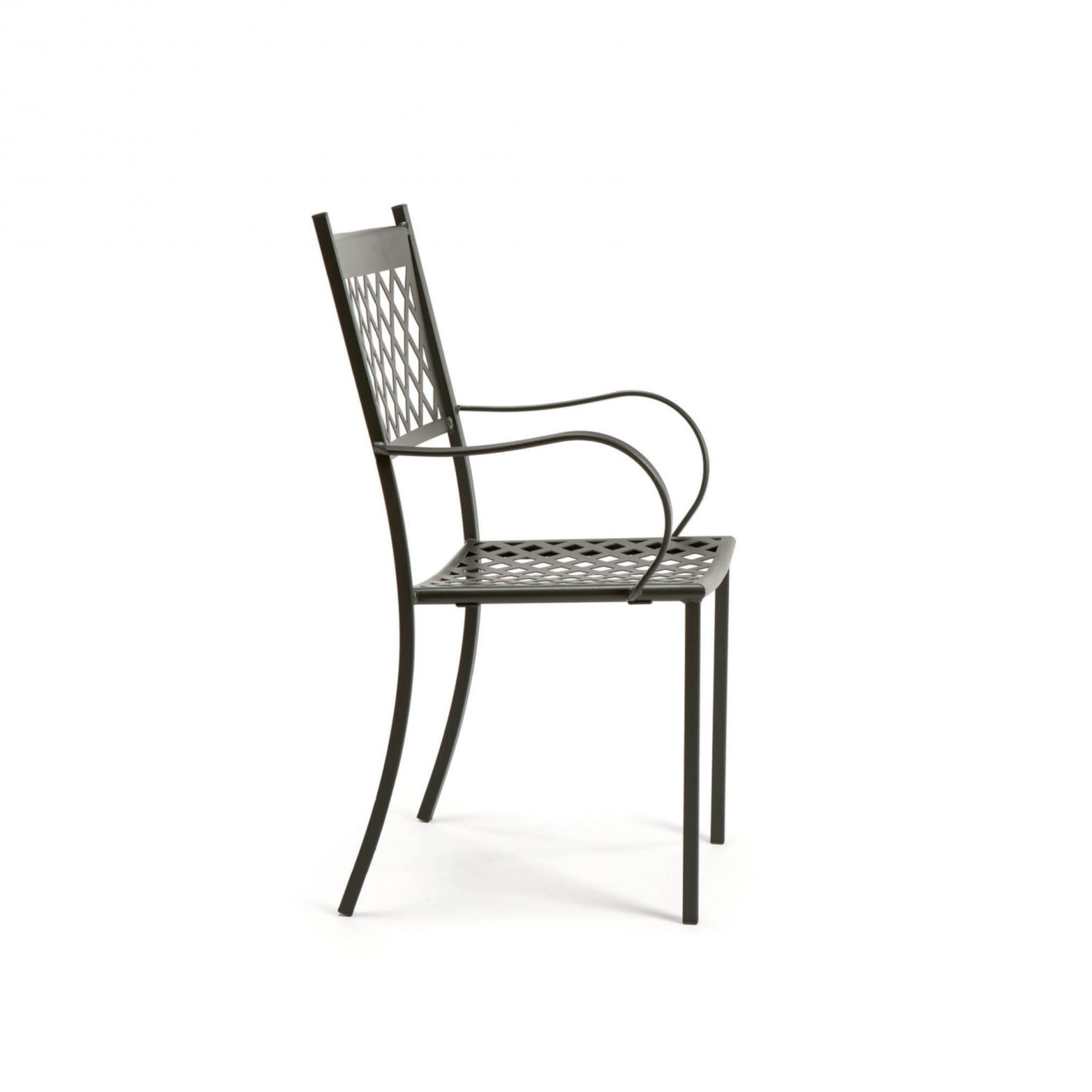 Set of "Summertime" stackable painted metal garden chairs, 53x57 cm, 95 cm high