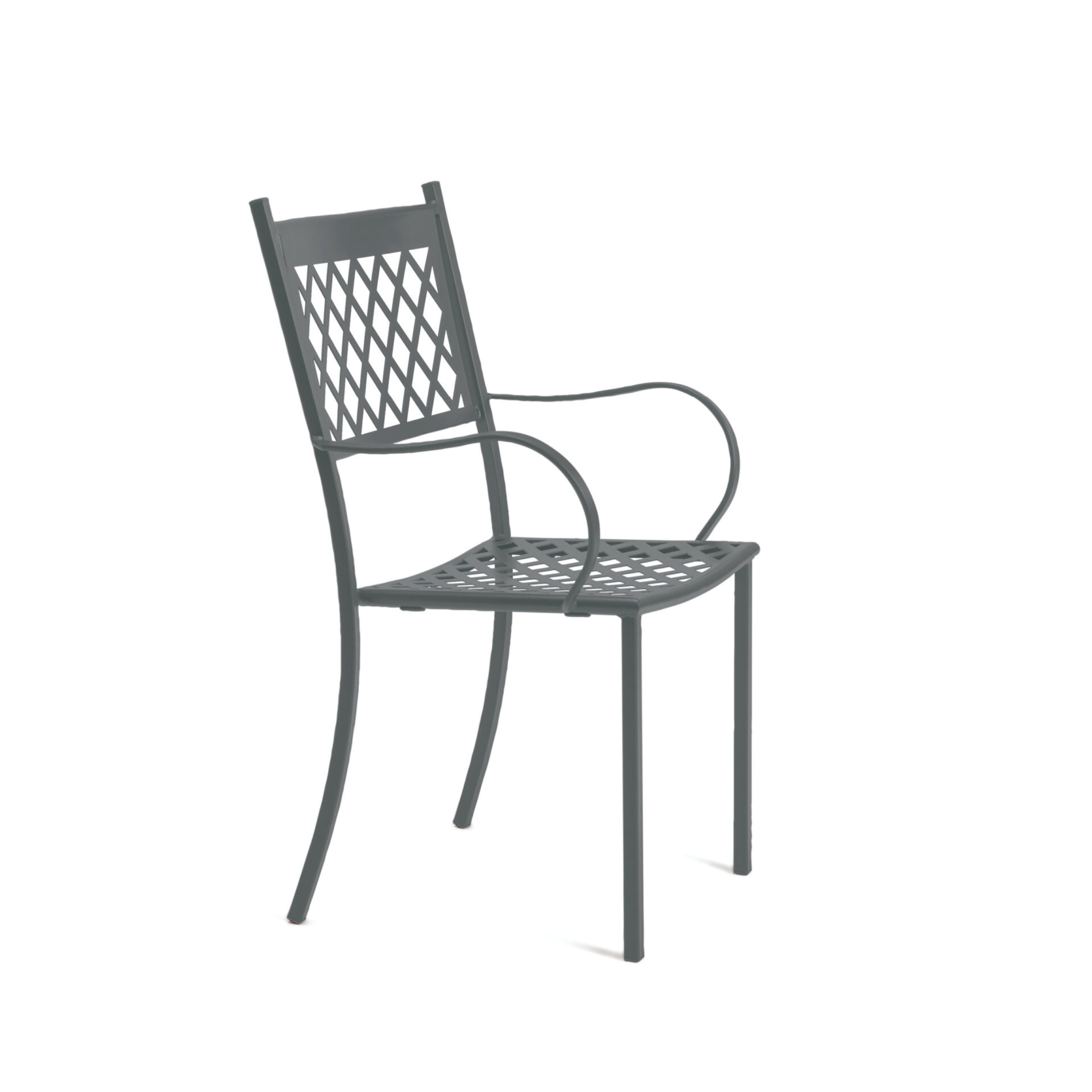 Set of "Summertime" stackable painted metal garden chairs, 53x57 cm, 95 cm high
