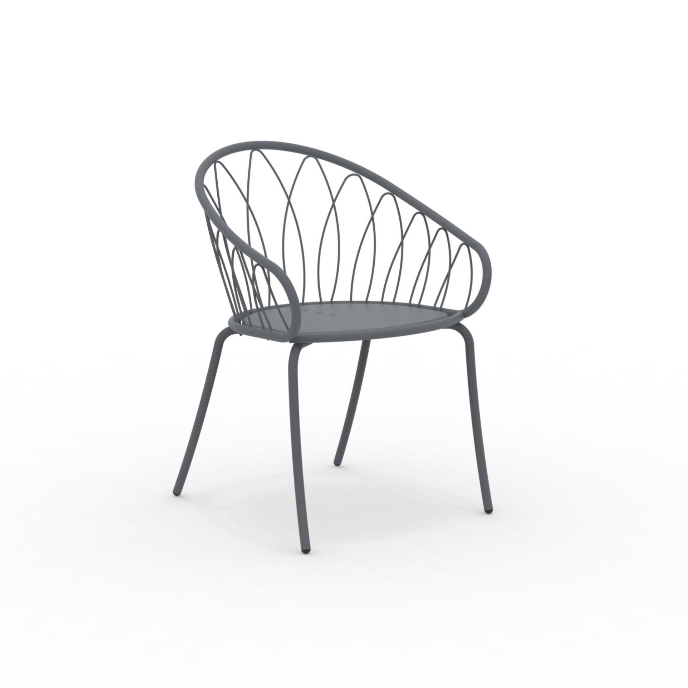 Set of stackable "Flora" painted metal garden chairs, 59x56 cm, 81 cm high