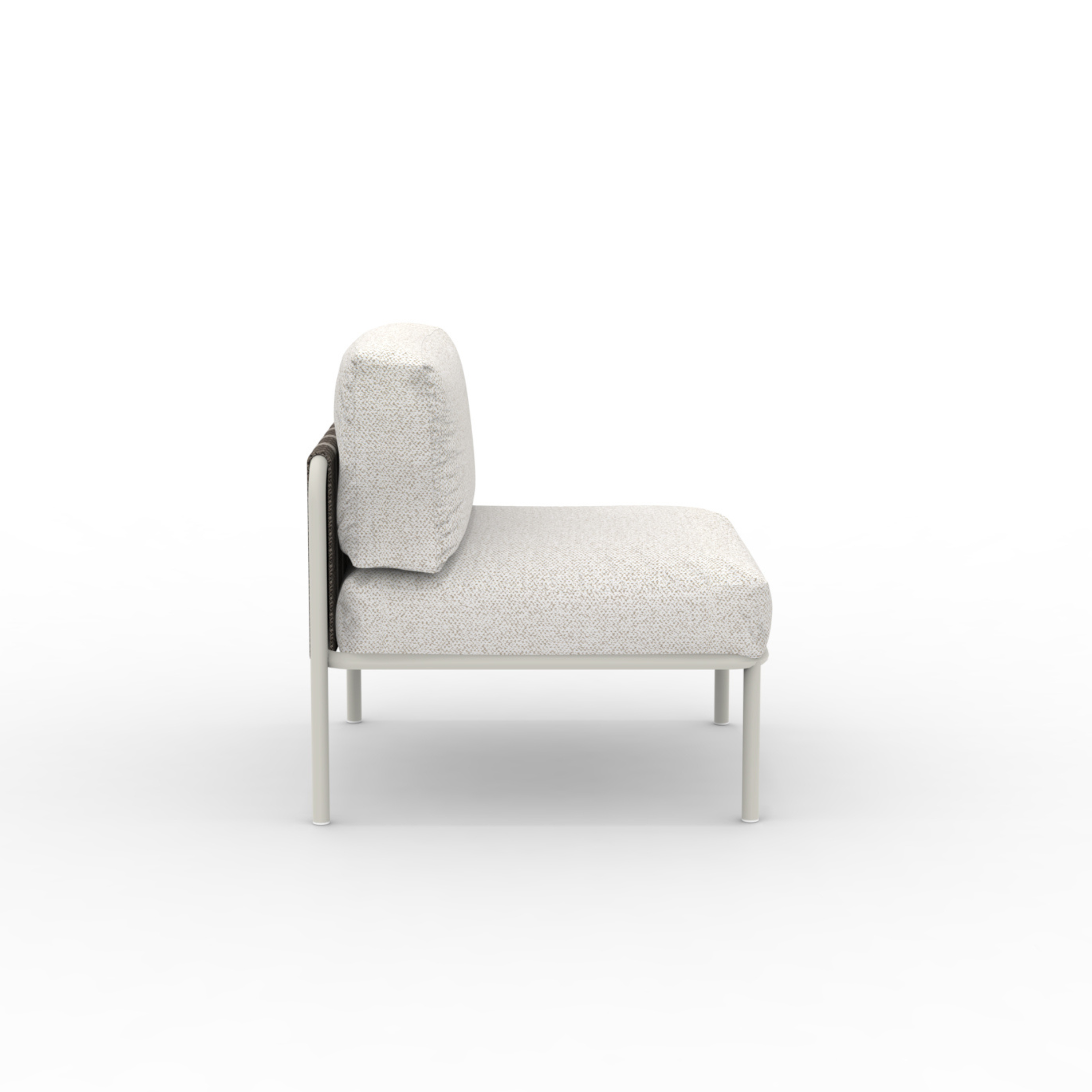 Single "Hamptons" metal sofa module with cushions 80x80 cm 84h