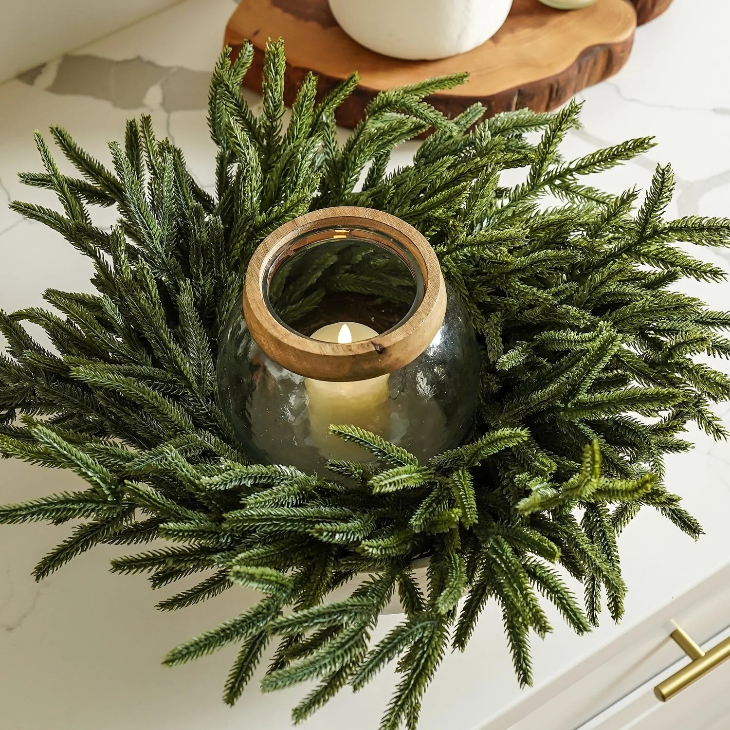 Norfolk pine "Liam" Christmas wreath in PE with Real Touch effect, Ø 60 cm