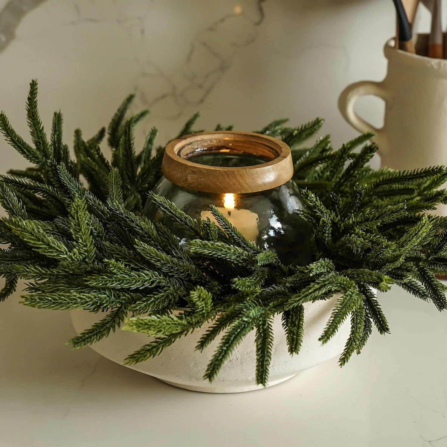 Norfolk pine "Liam" Christmas wreath in PE with Real Touch effect, Ø 60 cm