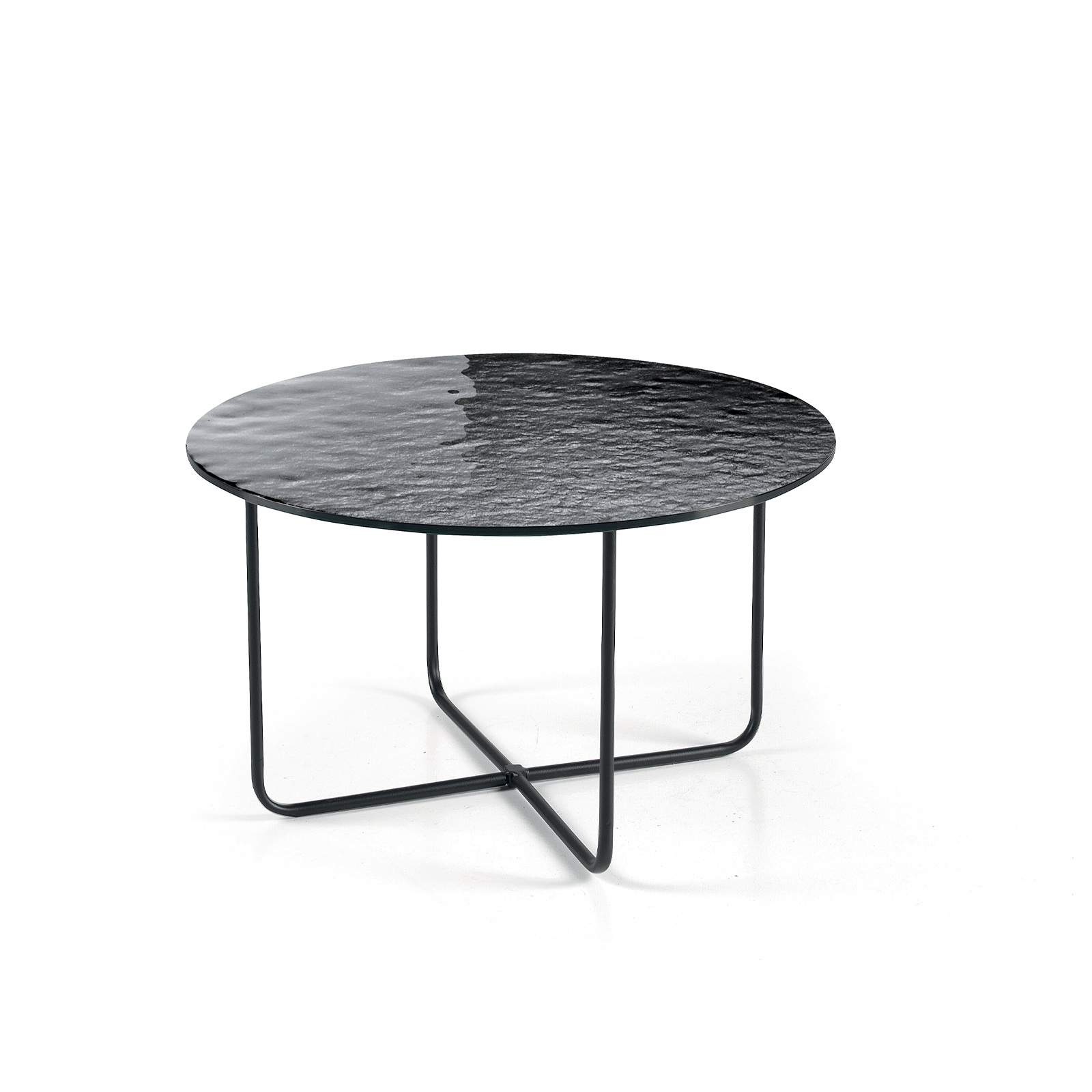 Round coffee table "Jimbo" with black painted metal base