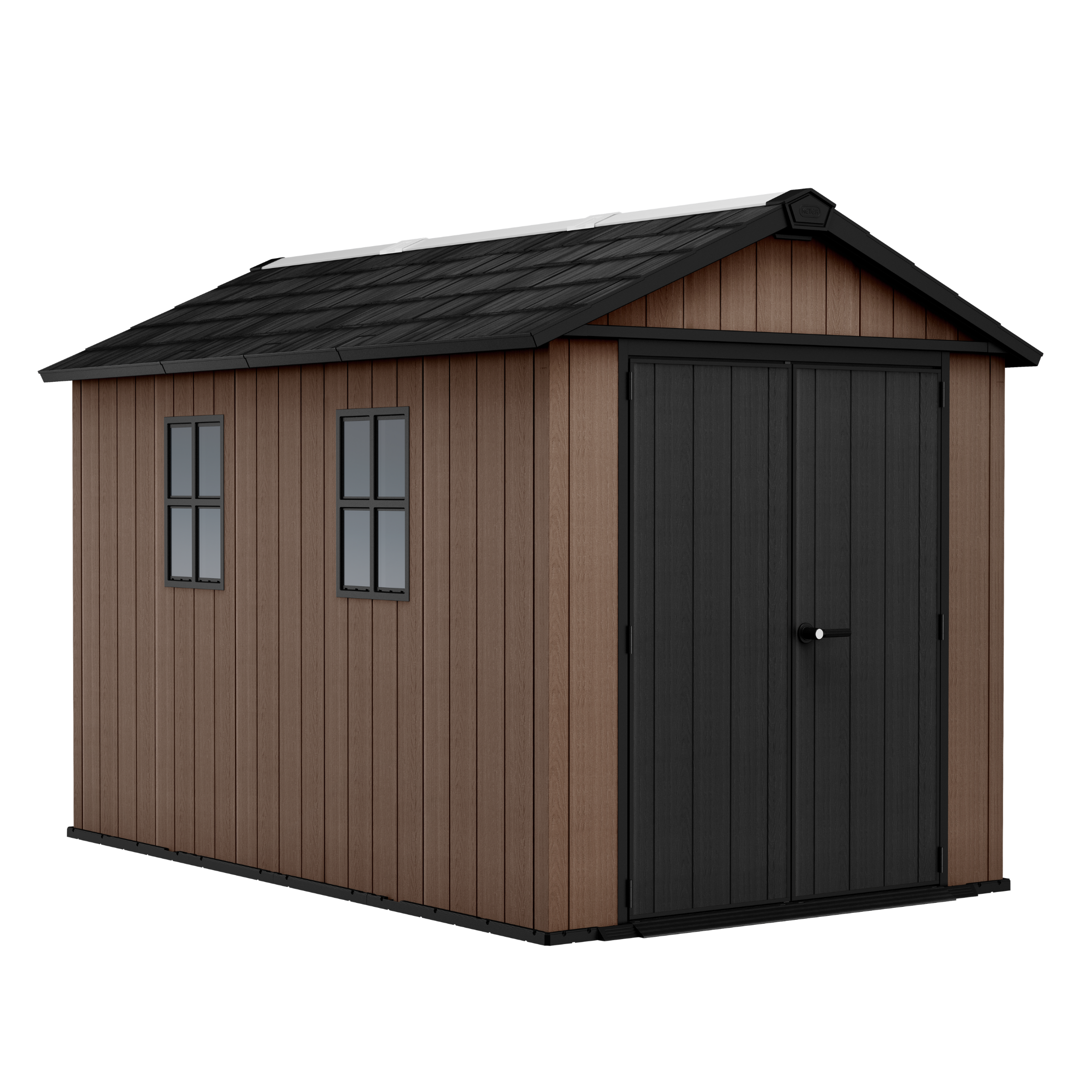 Evotech "Nido Plus 7511/1175" garden shed in brown with two mounting options