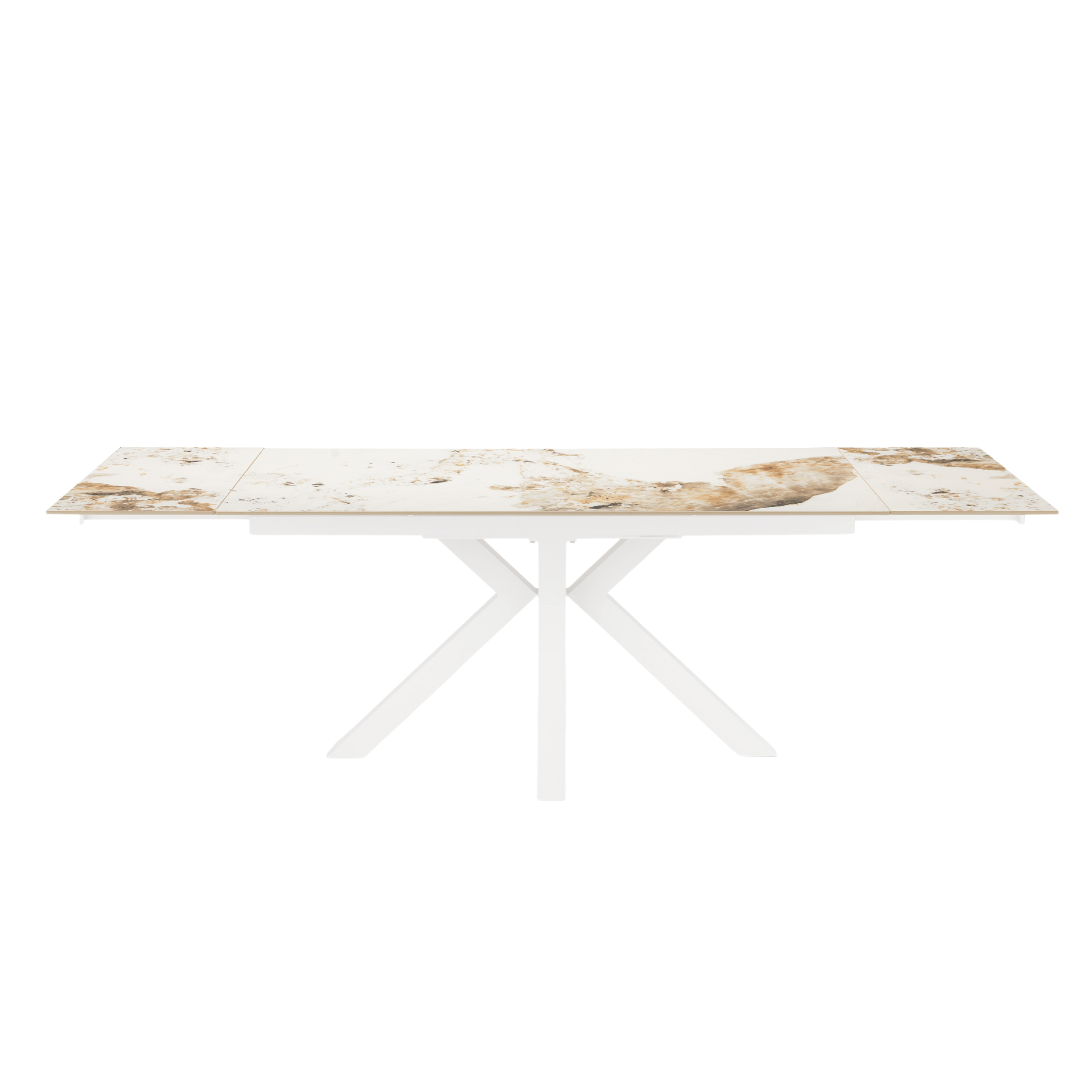 Extendable "Korven" table in marble-effect sintered stone with 2 extensions, 160/240x91 cm, 74h