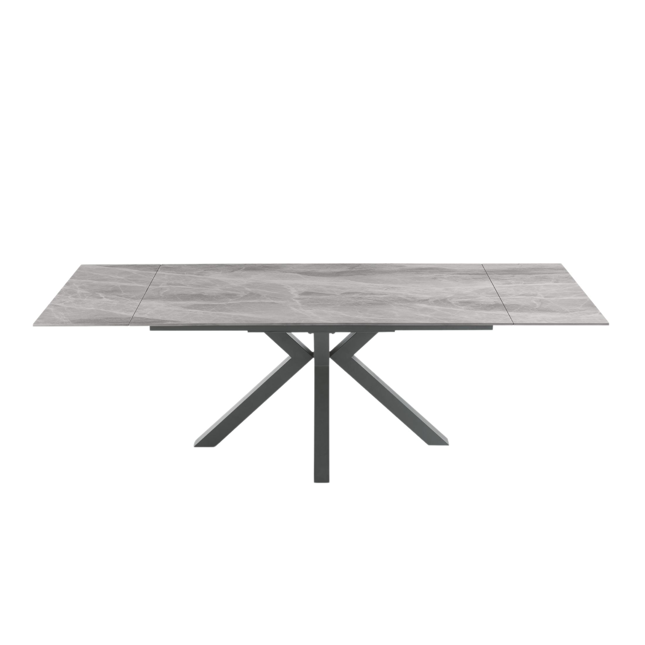 Extendable "Korven" table in marble-effect sintered stone with 2 extensions, 160/240x91 cm, 74h