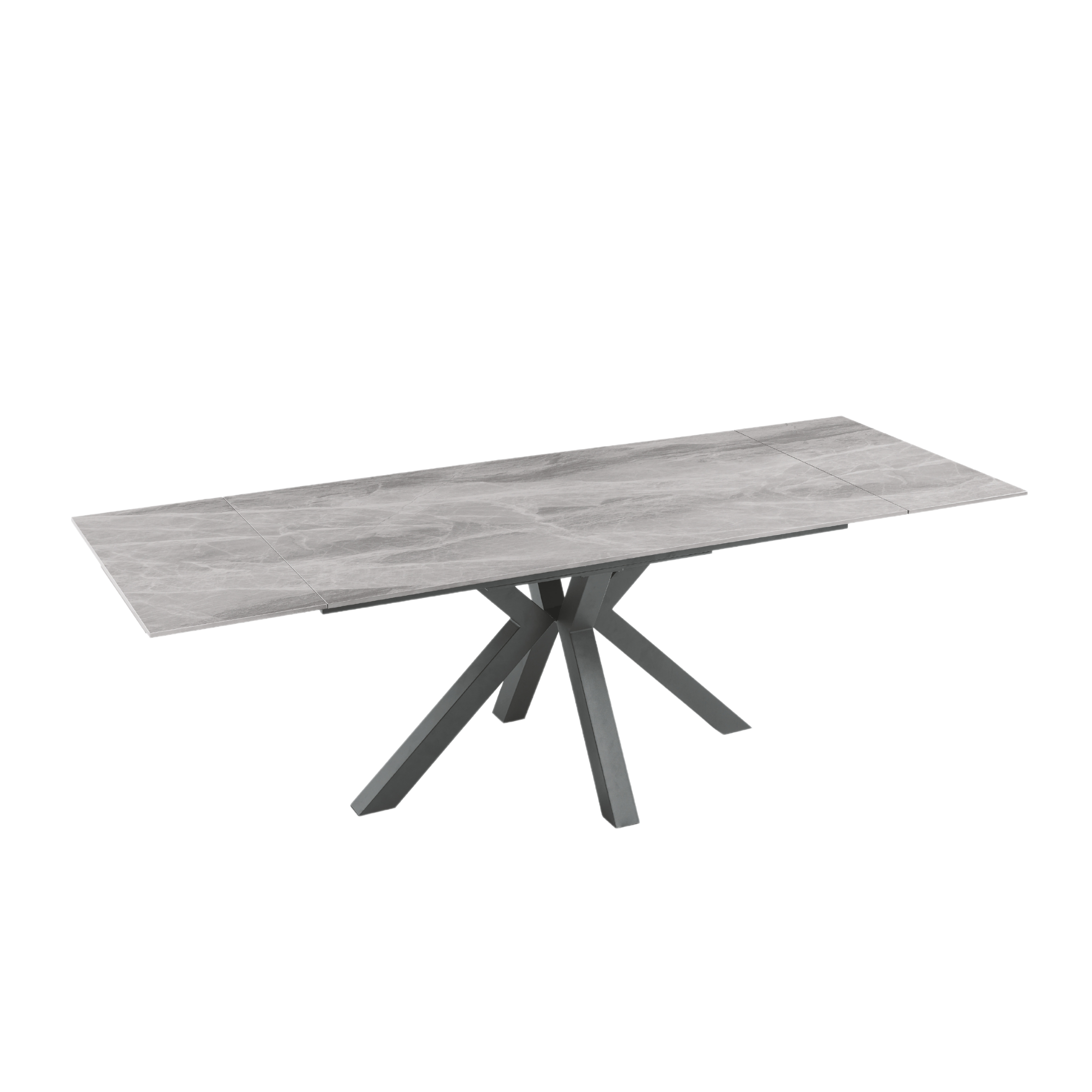 Extendable "Korven" table in marble-effect sintered stone with 2 extensions, 160/240x91 cm, 74h