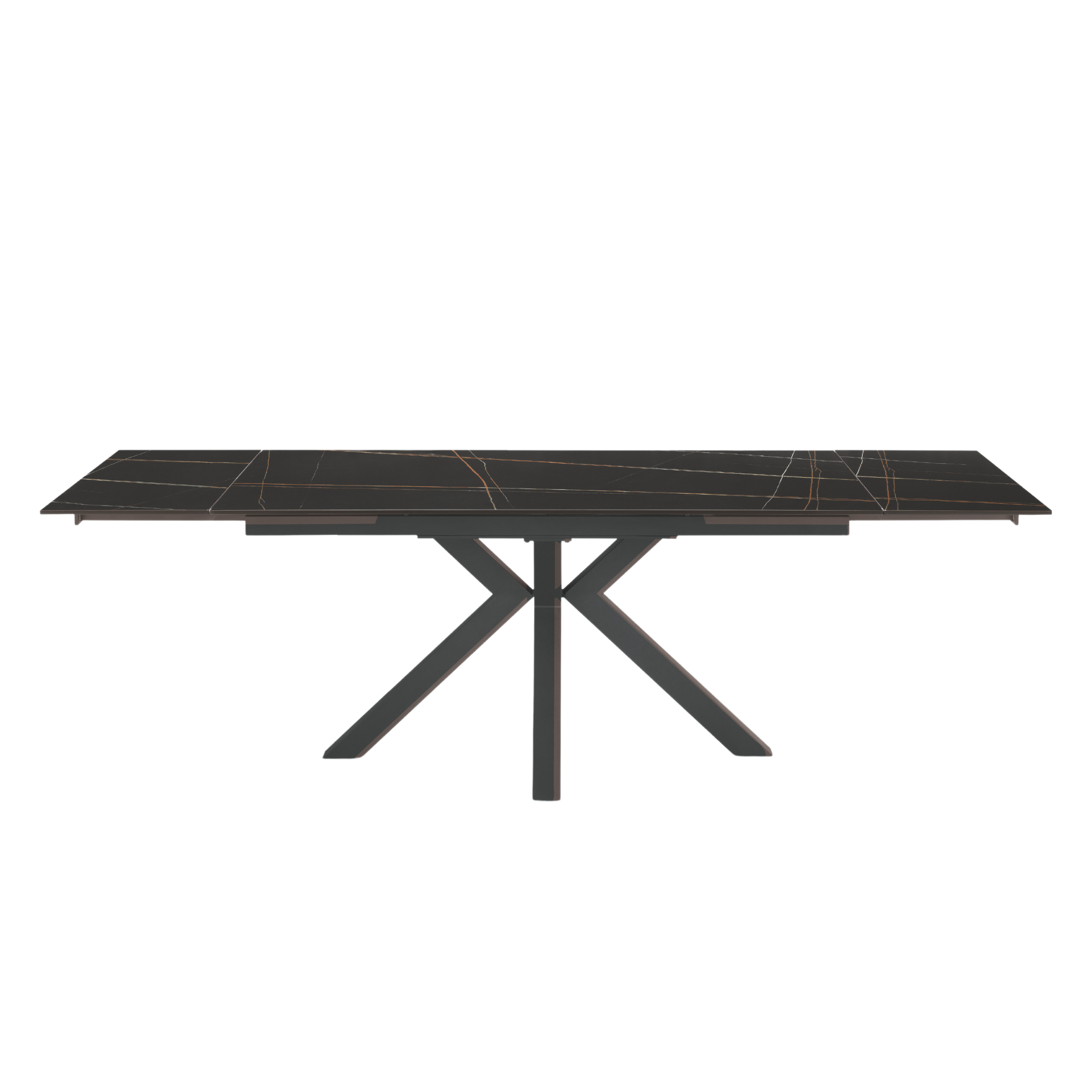 Extendable "Korven" table in marble-effect sintered stone with 2 extensions, 160/240x91 cm, 74h