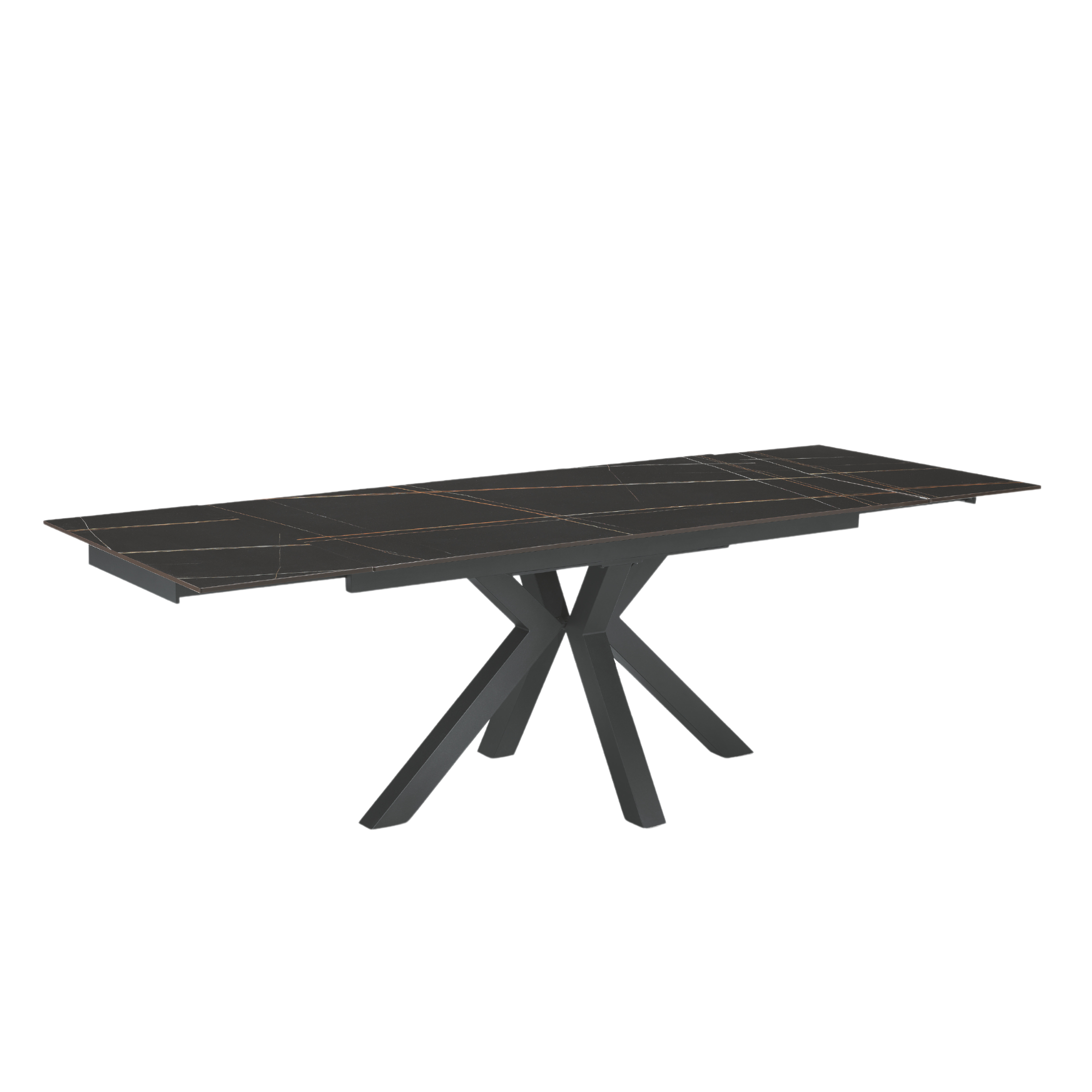 Extendable "Korven" table in marble-effect sintered stone with 2 extensions, 160/240x91 cm, 74h