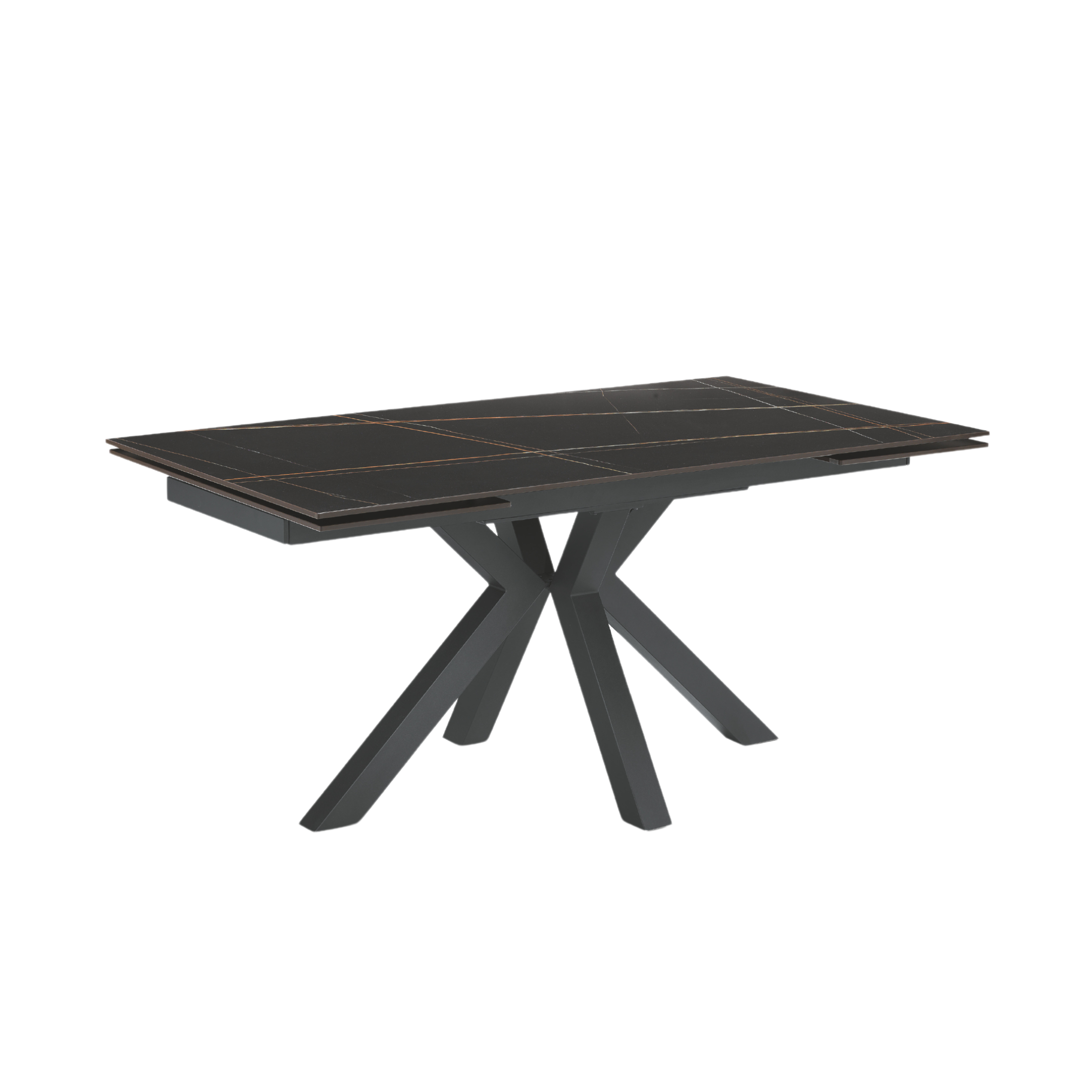 Extendable "Korven" table in marble-effect sintered stone with 2 extensions, 160/240x91 cm, 74h