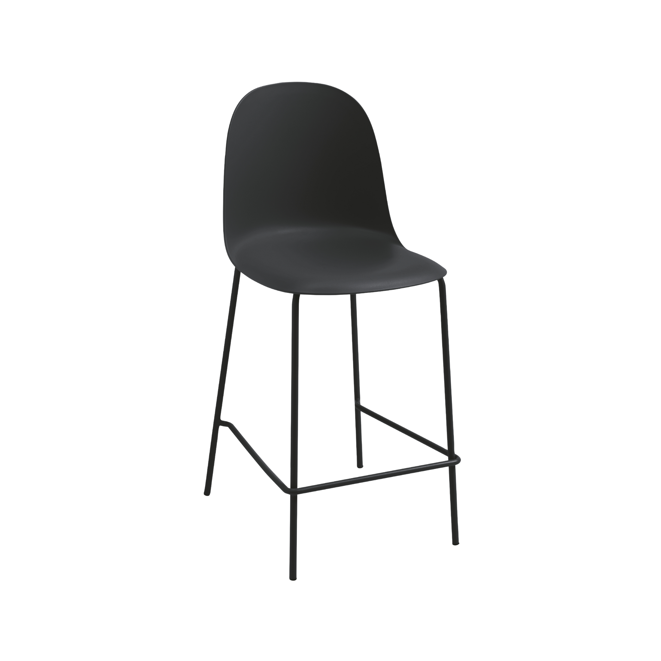 Set of modern "Leandro" stools in polypropylene with metal frame, 45x49 cm, 100 cm high.