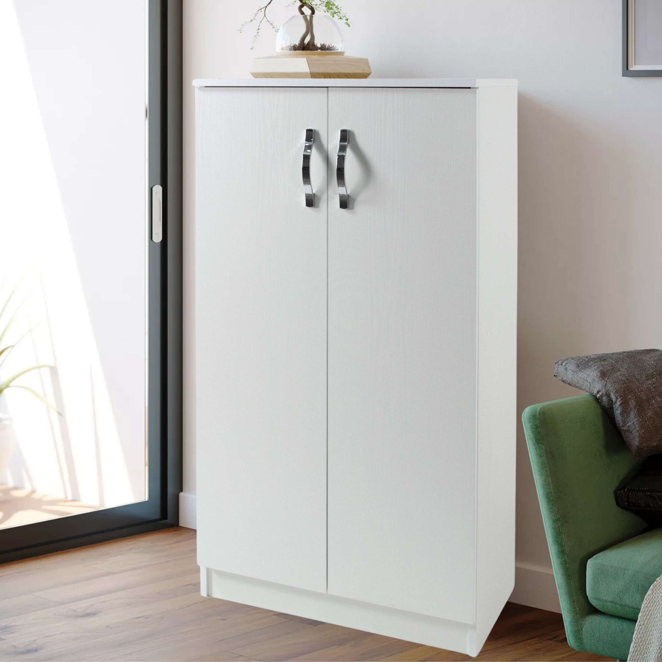 "Land" 2-door cabinet with wooden shelves, 71x38 cm, 130 cm high
