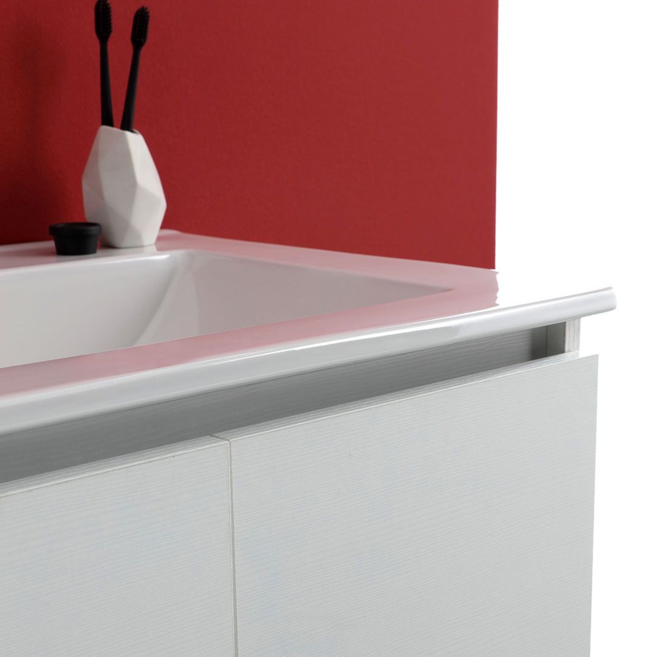 60cm "Lefkada" wall-hung bathroom cabinet with 2 white doors and ceramic sink