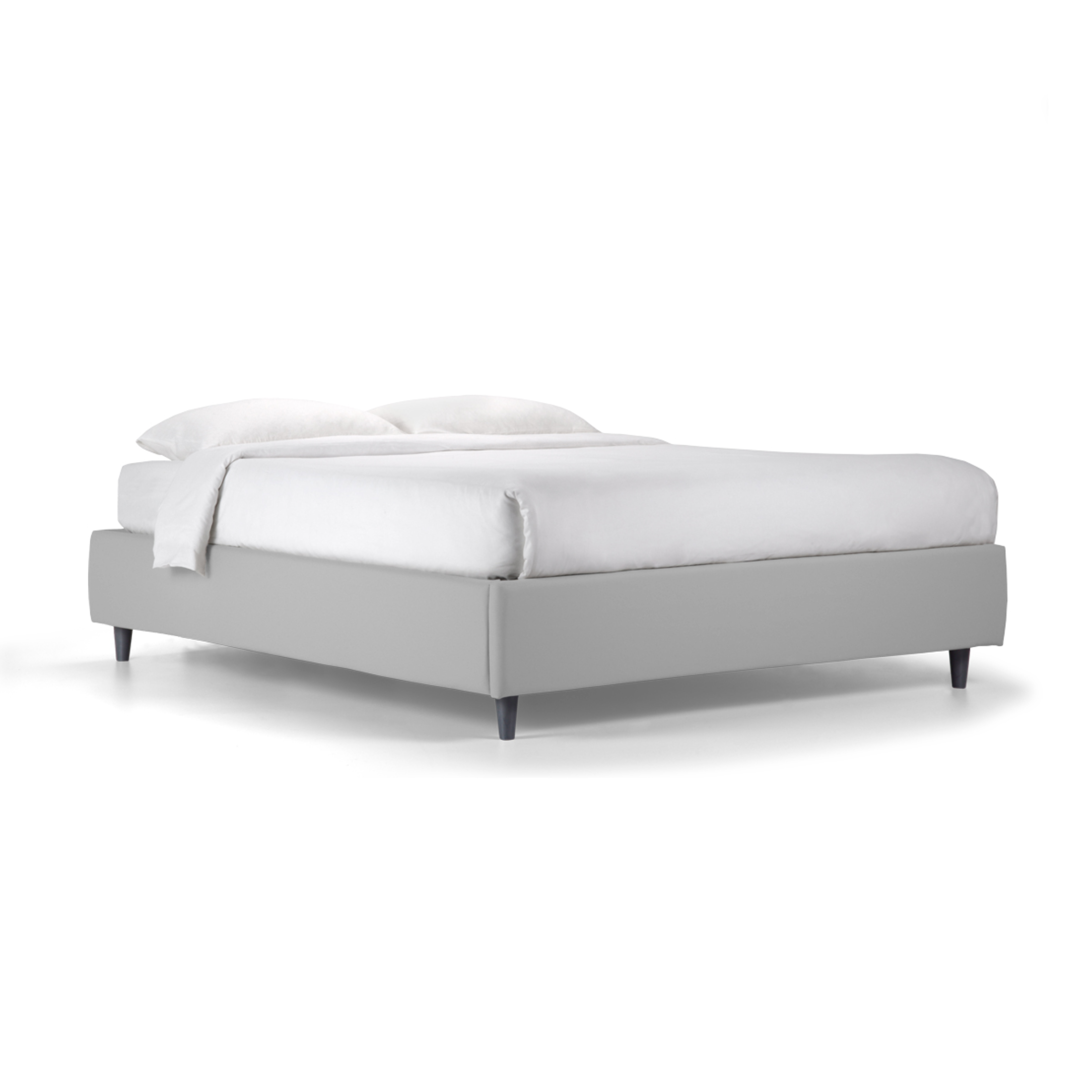 "Lugano" spacious storage bed with base without headboard in vegan leather with conical foot