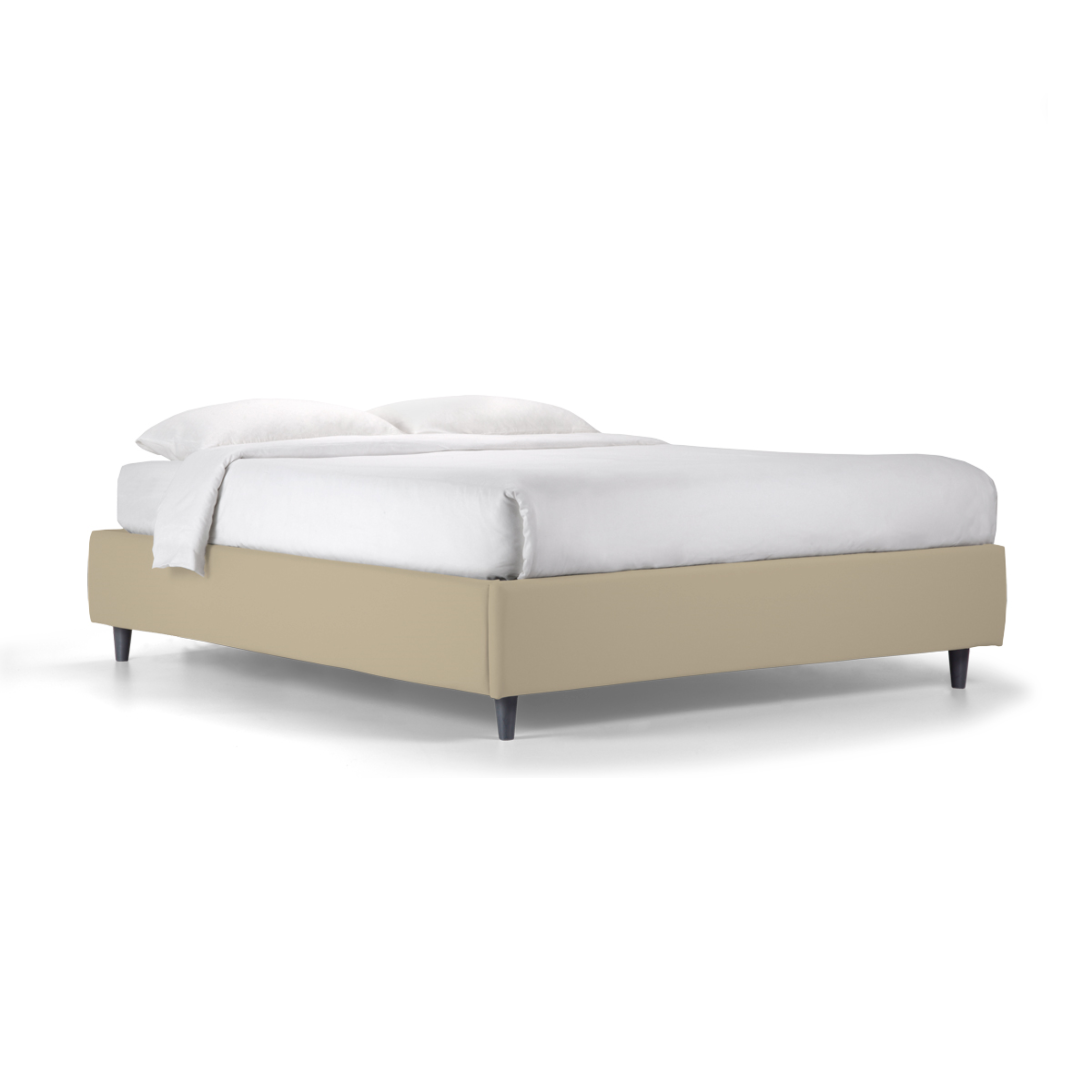 "Lugano" storage bed with base without headboard in microfibre with conical foot