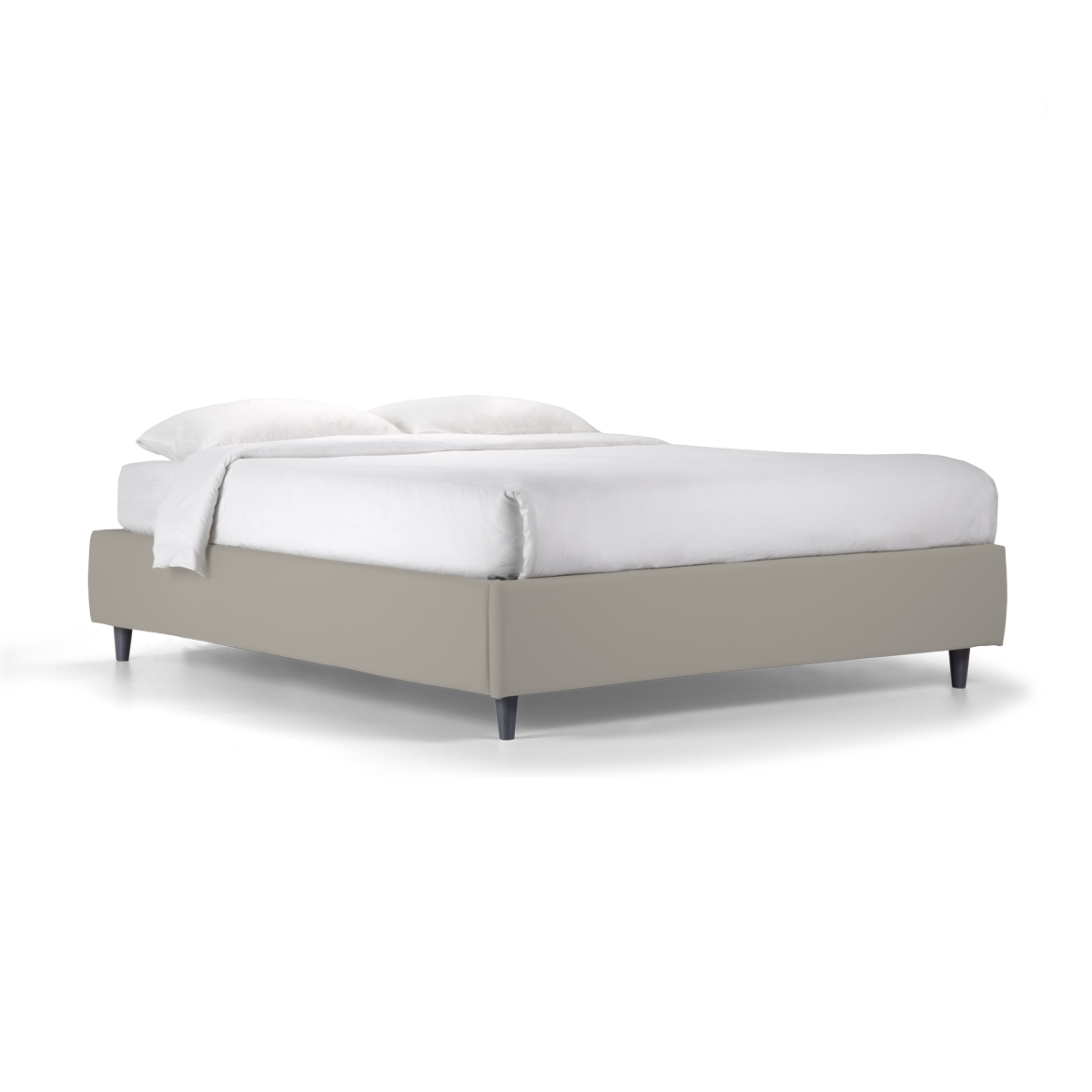 Modern "Lugano" storage bed with velvet headboard and conical foot