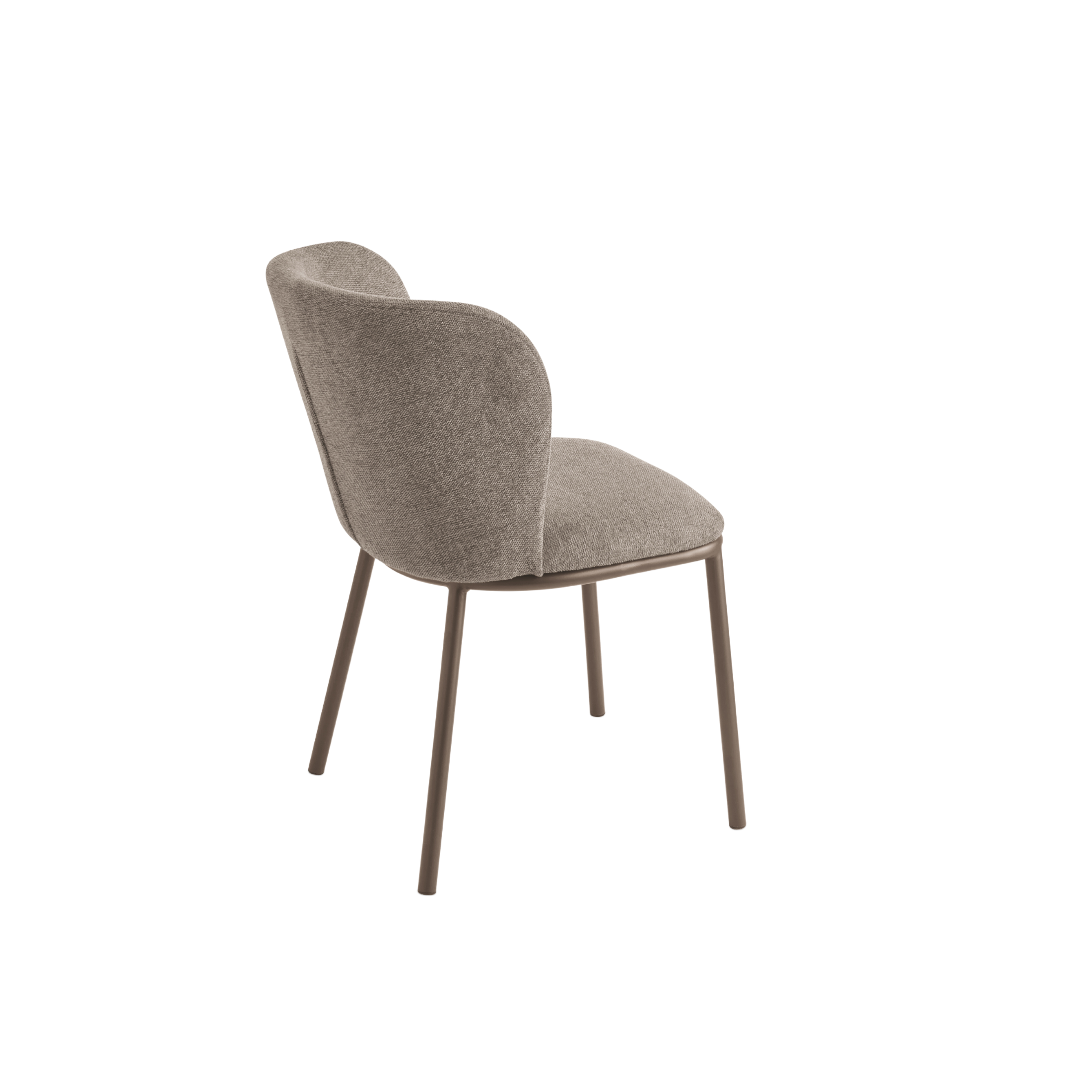 Set of "Riva" dining chairs in padded fabric with metal frame, 52x57 cm, 80 cm high.