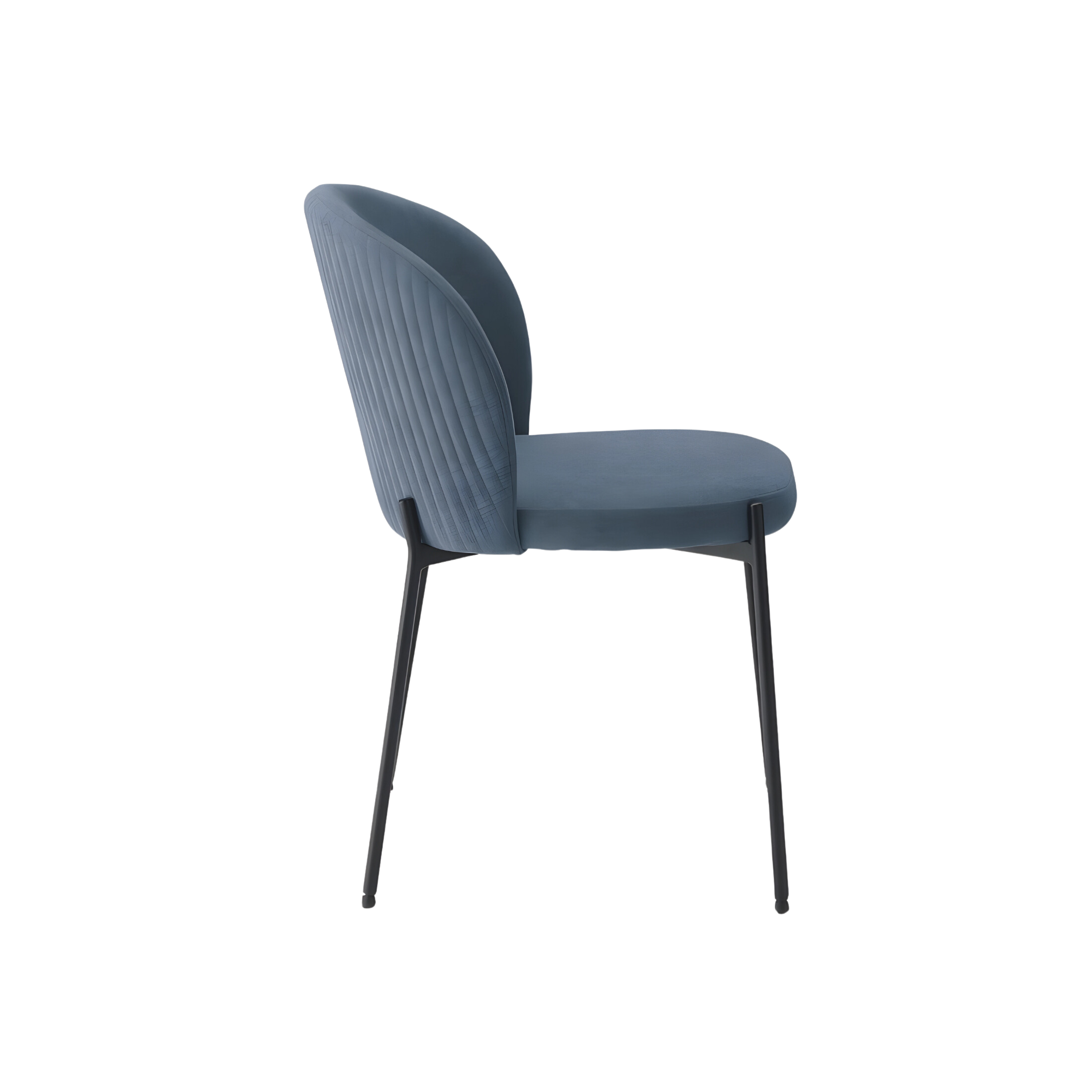 Set of modern "Lizzy" dining chairs in padded fabric, 80x45 cm, 55 cm high.