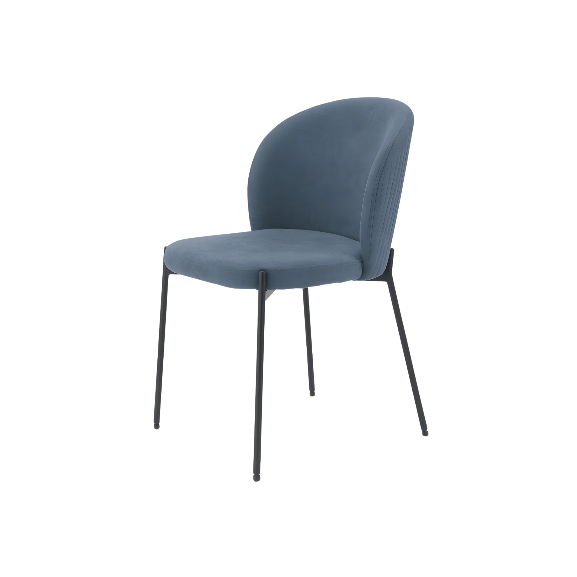 Set of modern "Lizzy" dining chairs in padded fabric, 80x45 cm, 55 cm high.