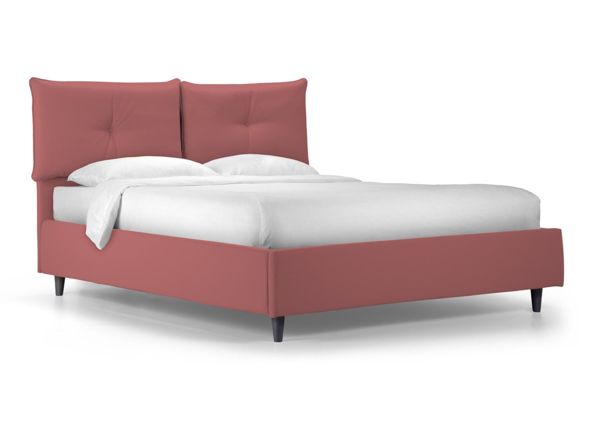 "Milano" storage bed with padded Idro fabric base and modern feet