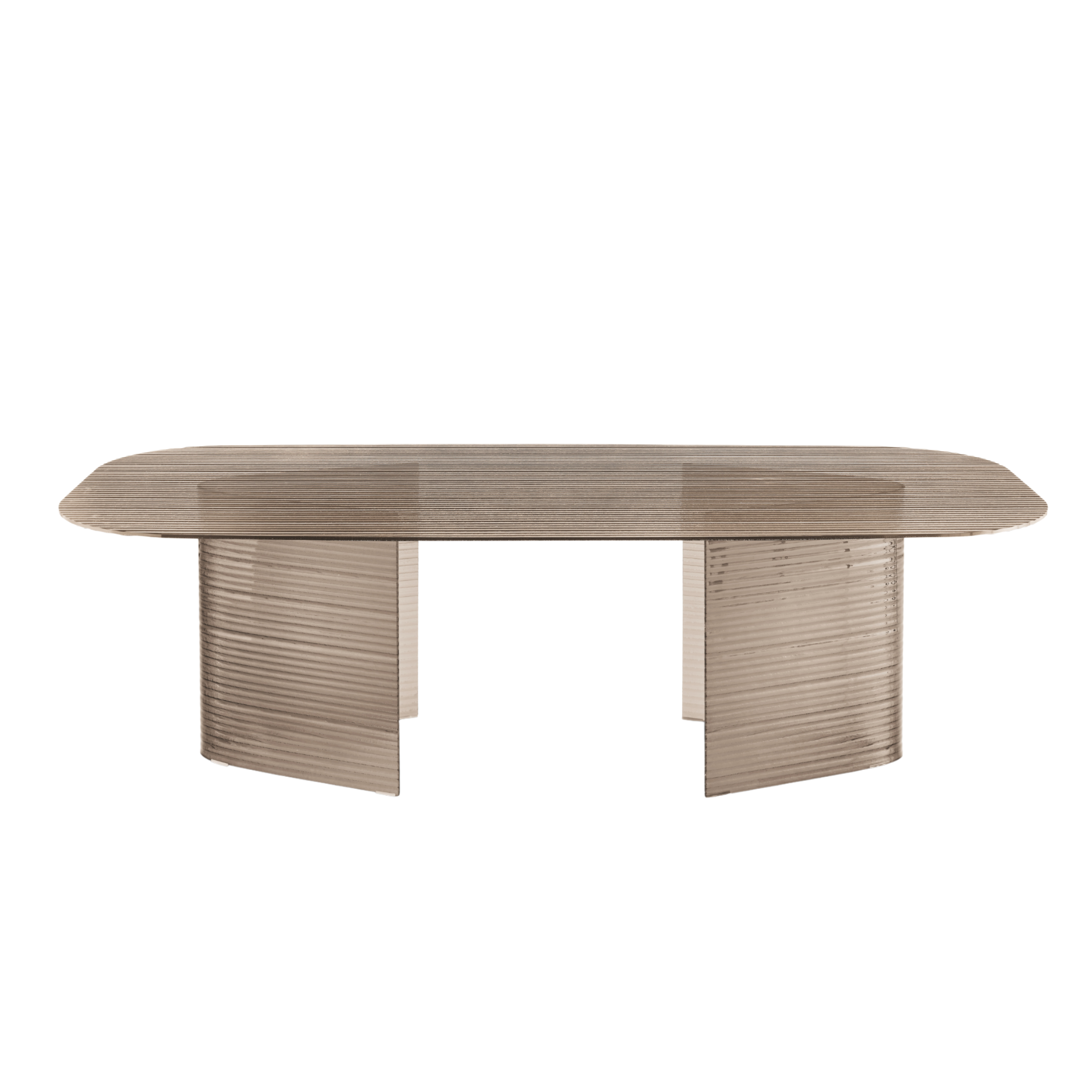 "Lovely" fixed rectangular table, transparent striped with glass legs, 240x120 cm, 77h