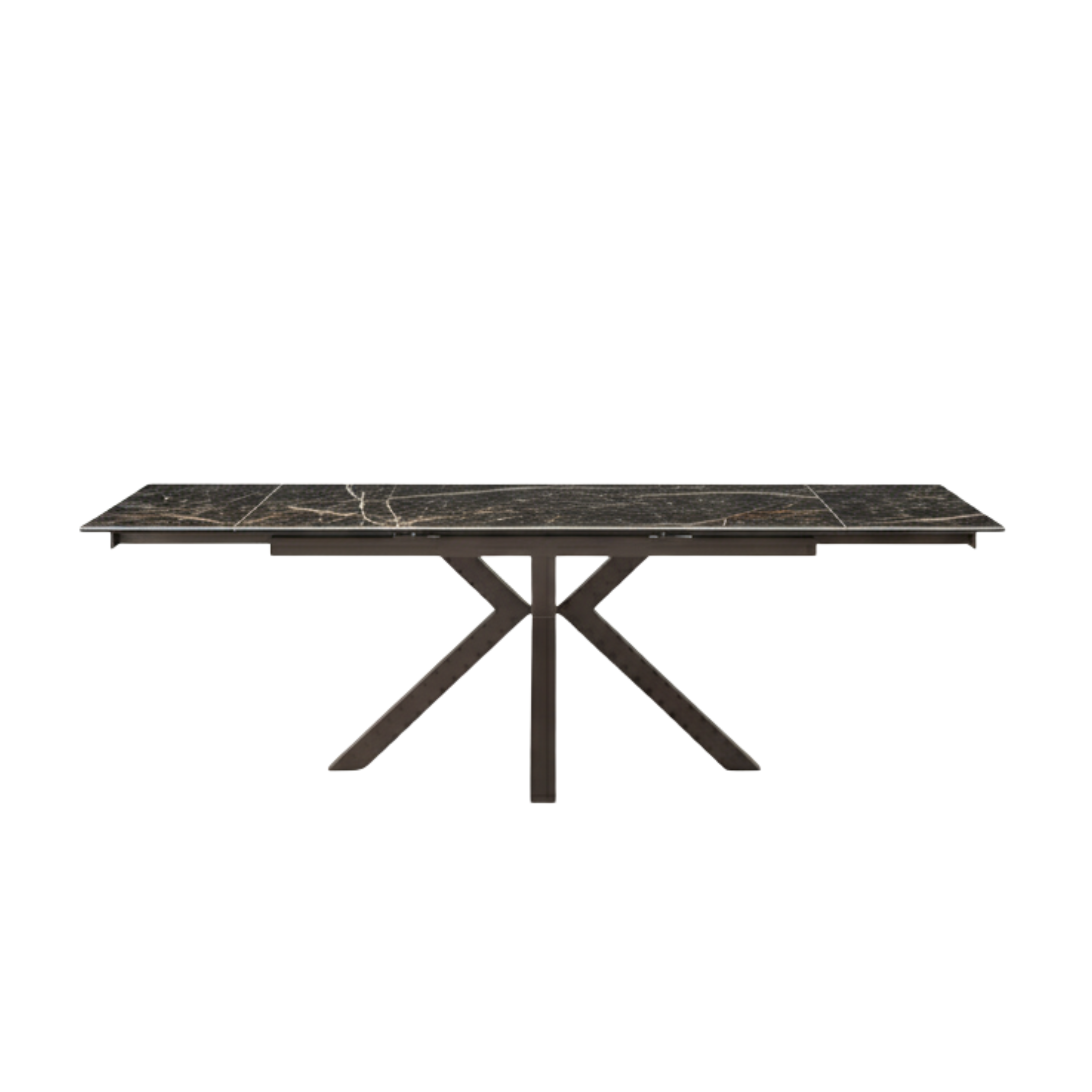Modern extendable table "Artik" with metal base, seats up to 10 people.
