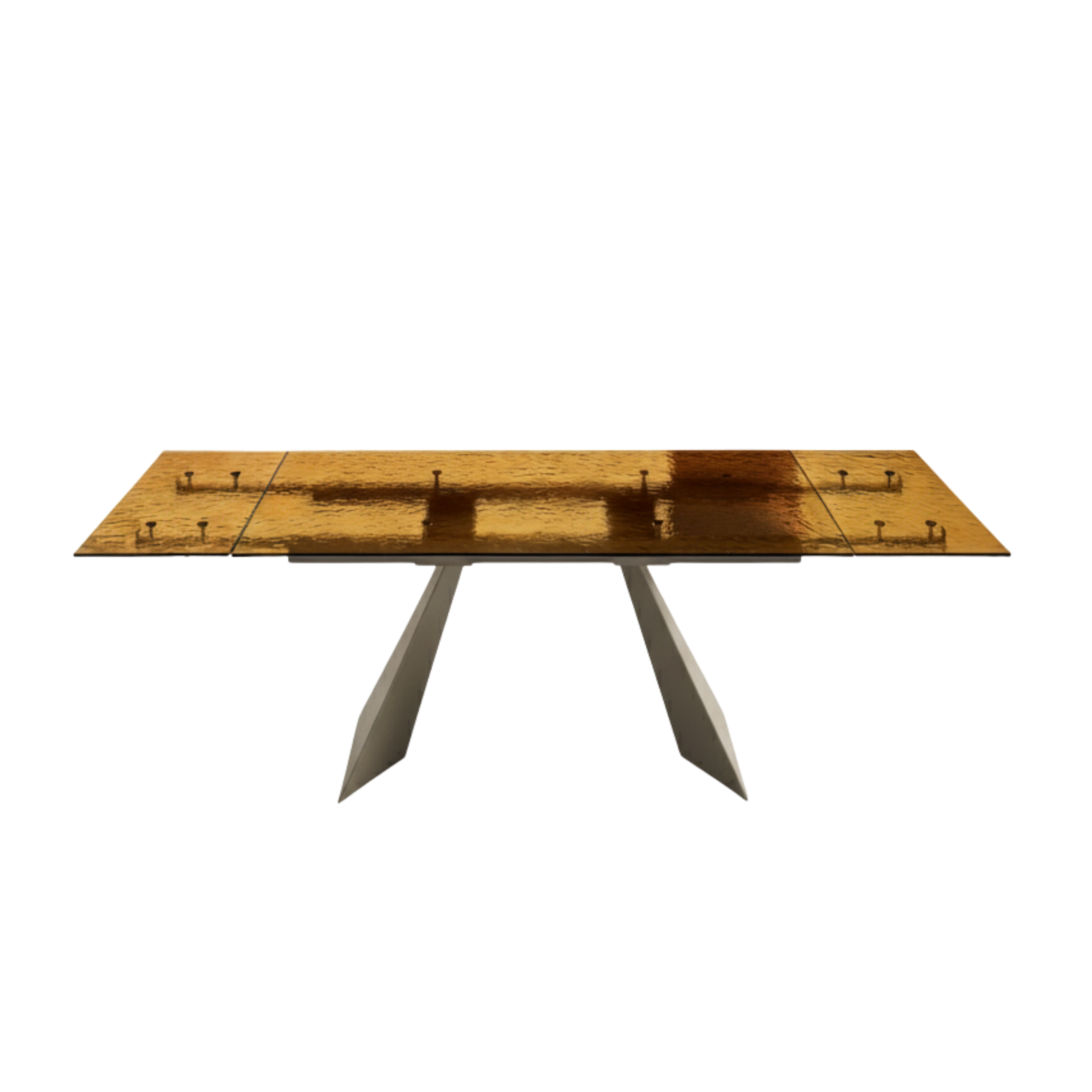 Extendable rectangular table "Walter" with transparent hammered glass top, 160/240x90 cm, 75 cm high