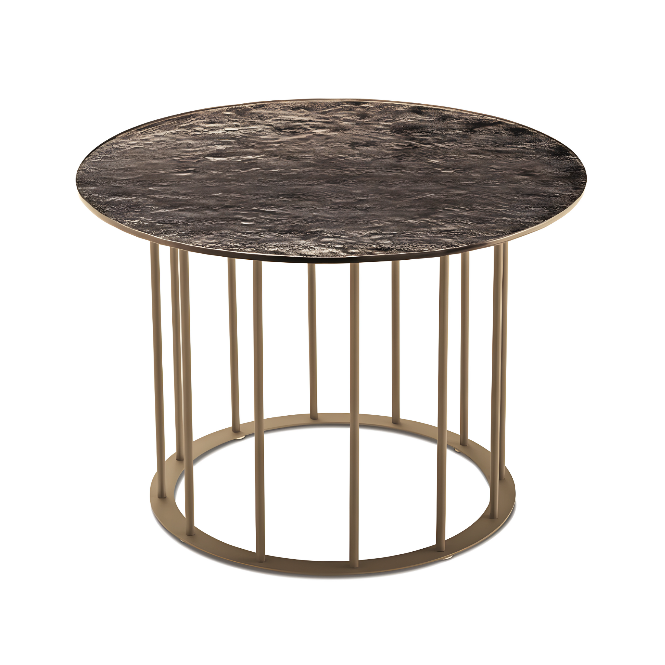 Elegant "Meyla" coffee table in hammered glass with a metal base