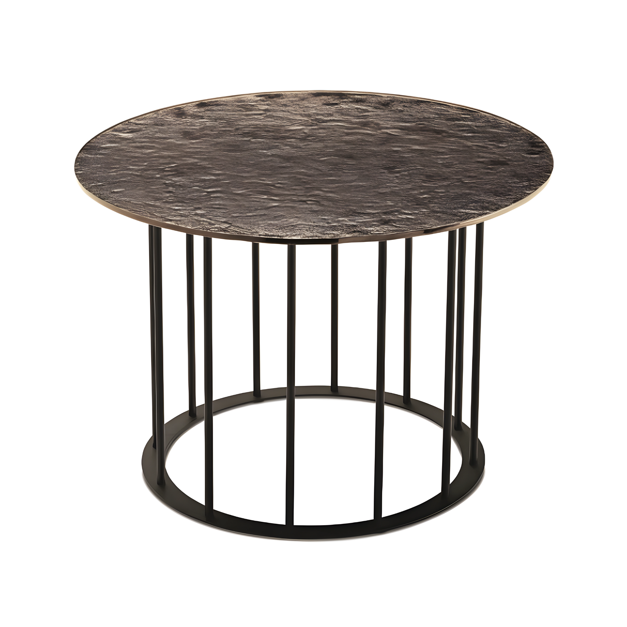 Elegant "Meyla" coffee table in hammered glass with a metal base