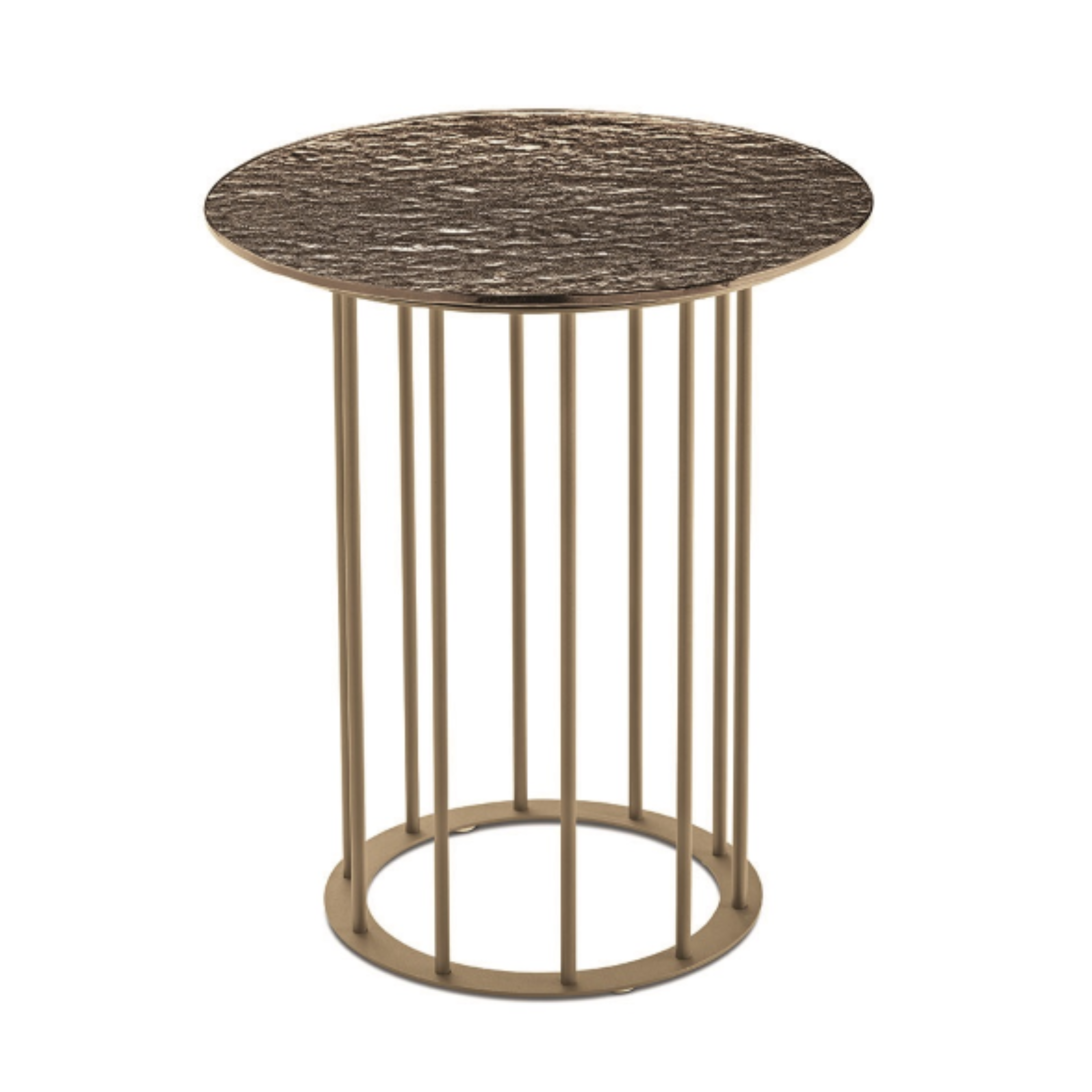 Elegant "Meyla" coffee table in hammered glass with a metal base