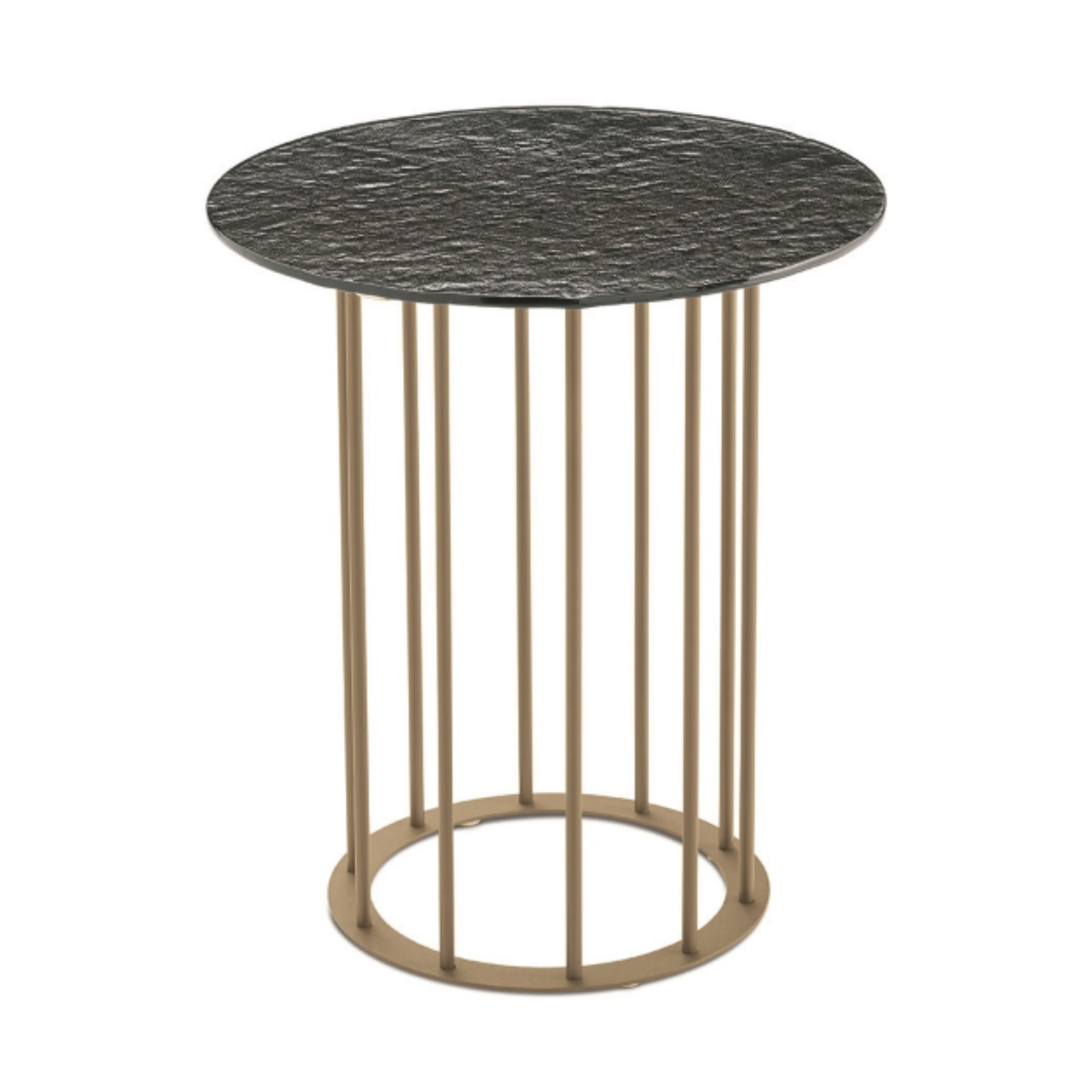 Elegant "Meyla" coffee table in hammered glass with a metal base