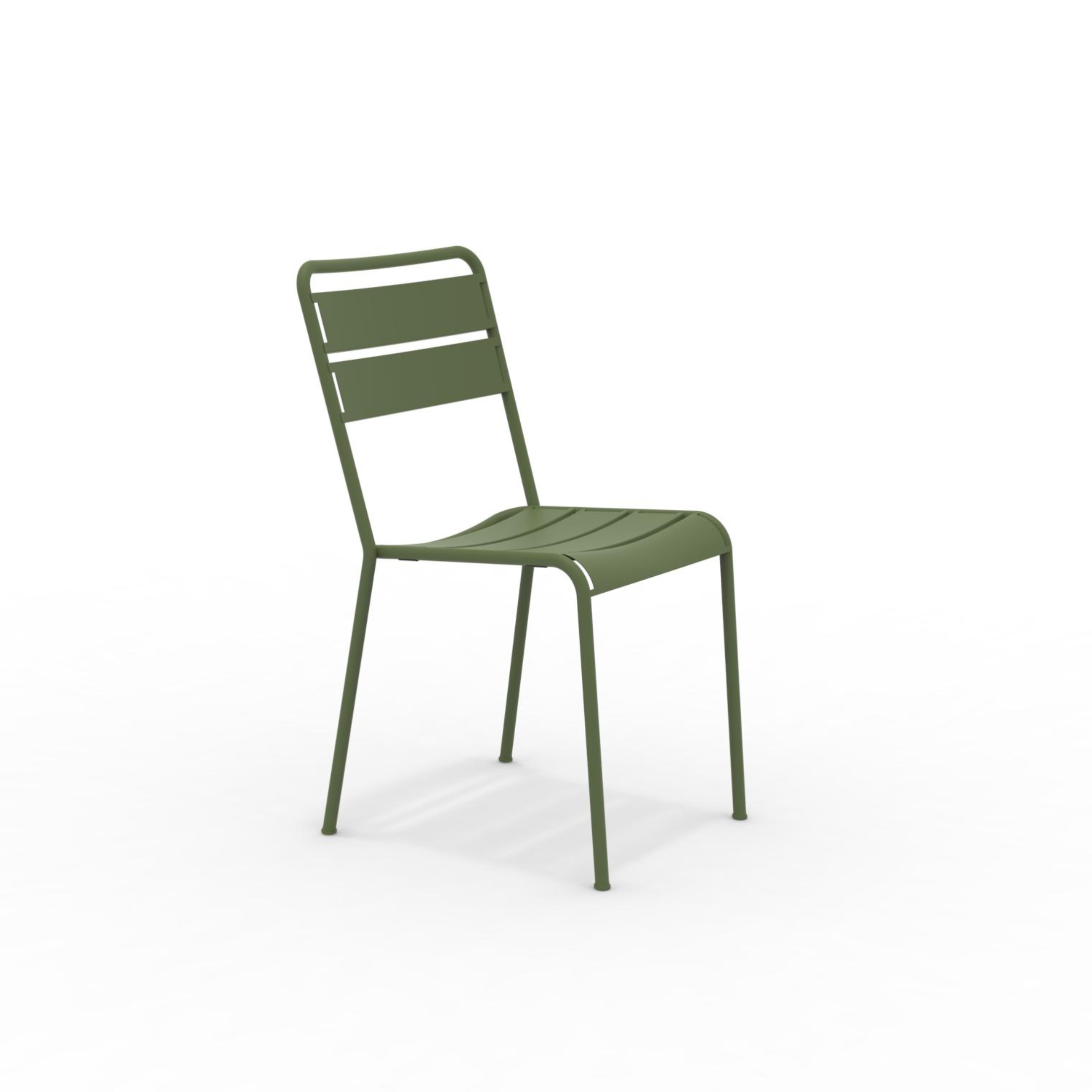 Set of modern and stackable "Twist" painted metal garden chairs, 45x57 cm, 86 cm high.