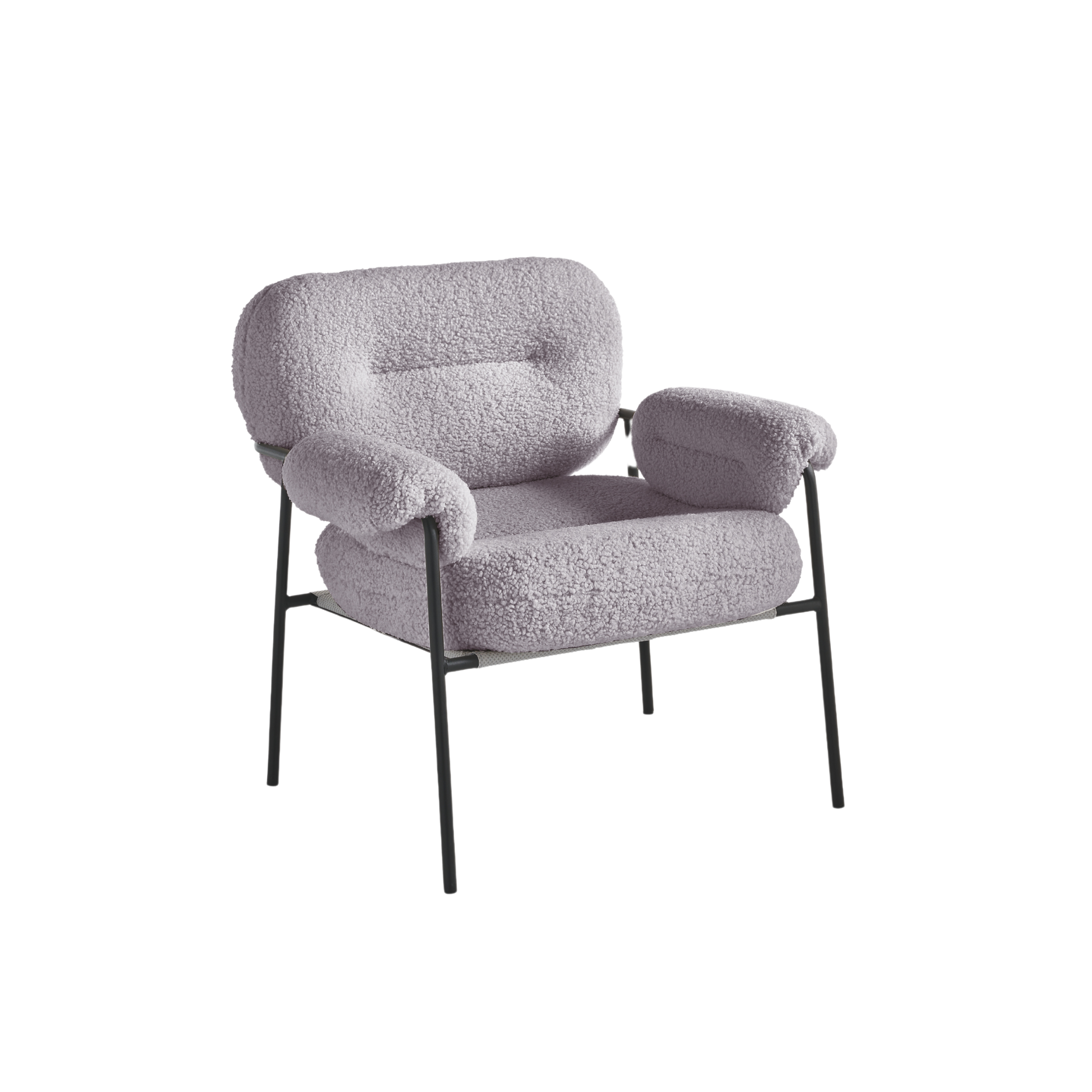 Modern armchair in bouclé fabric "Mira" with black metal frame 80x79 cm 75h