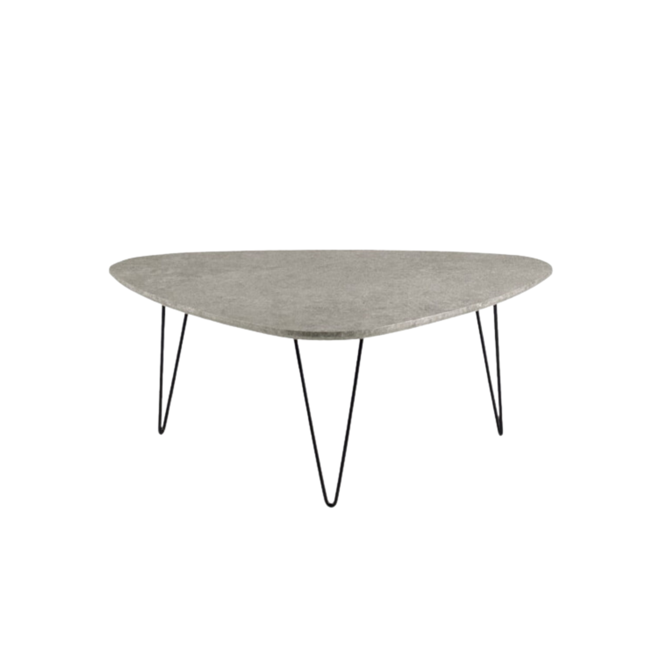 "Nicos" coffee table with shaped top and painted metal legs, 70x100 cm, 38h